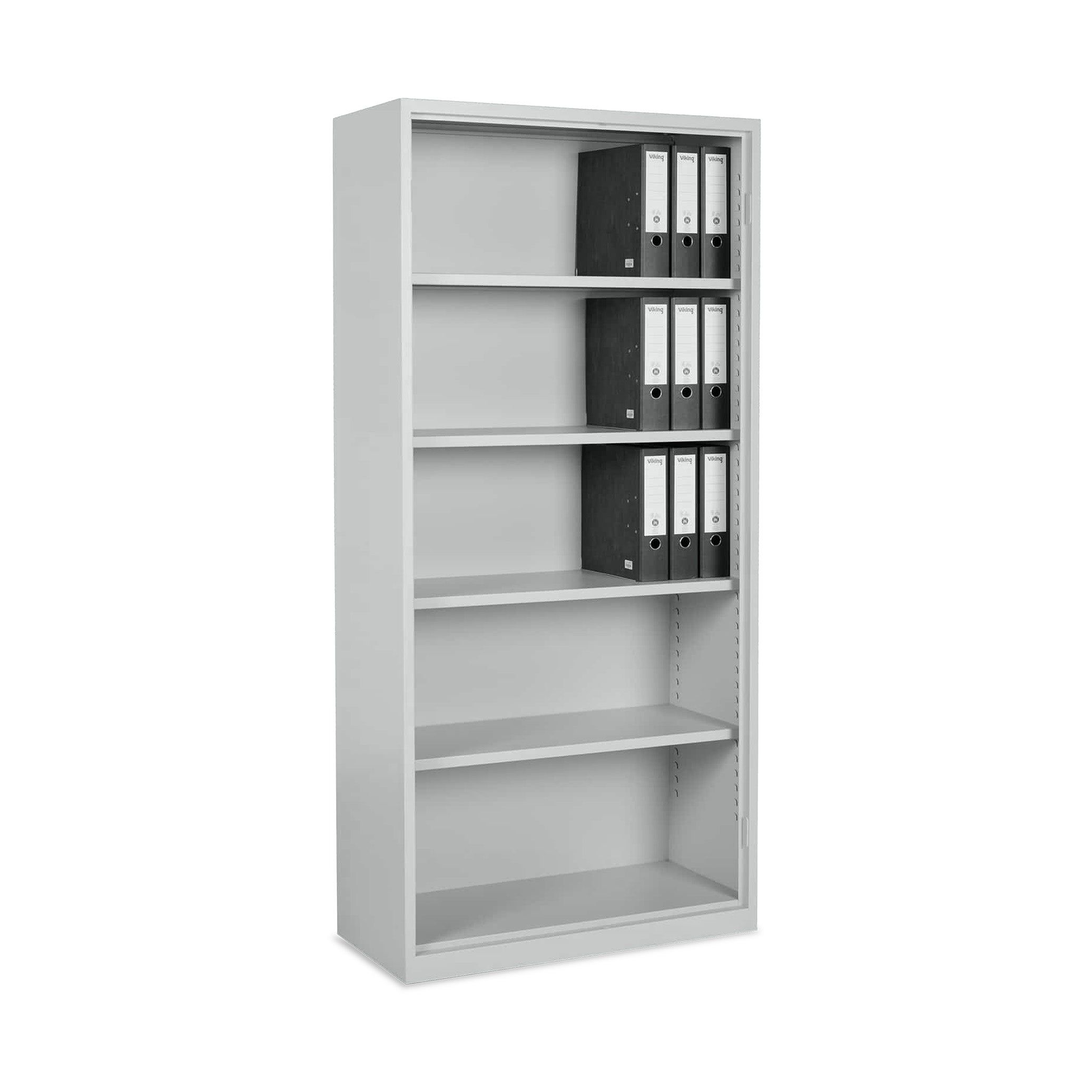 Regal mit Rückwand 920 × 420 × 1950 mm, 5 Ordnerhöhen, Farbe Lichtgrau Regal mit Rückwand 920 × 420 × 1950 mm, 5 Ordnerhöhen, Farbe Lichtgrau