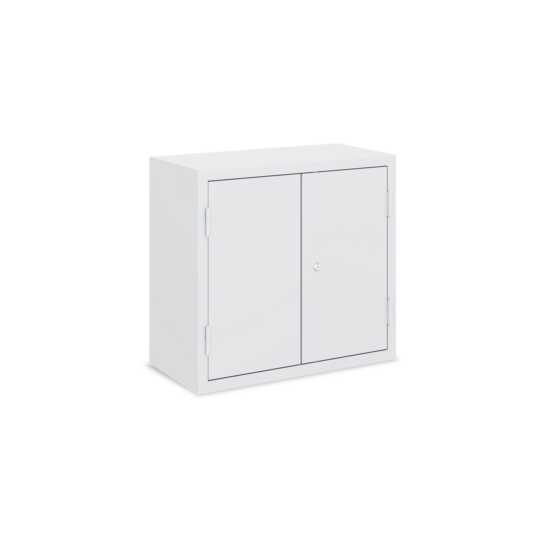 Werkstatt-Hängeschrank 650 × 320 × 600 mm – 2 Fachböden, 2 Schubladen, Farbe lichtgrau / enzianblau