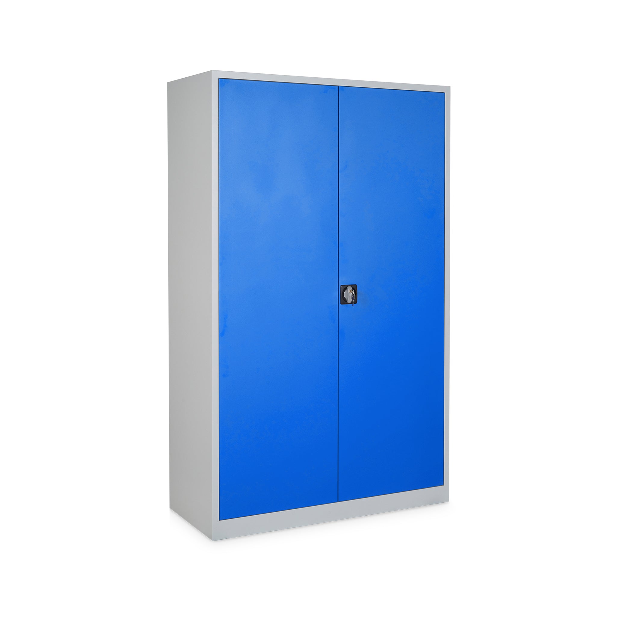 Breiter Flügeltürenschrank 1200 × 500 × 1950 mm, farbe lichtgrau/enzianblau