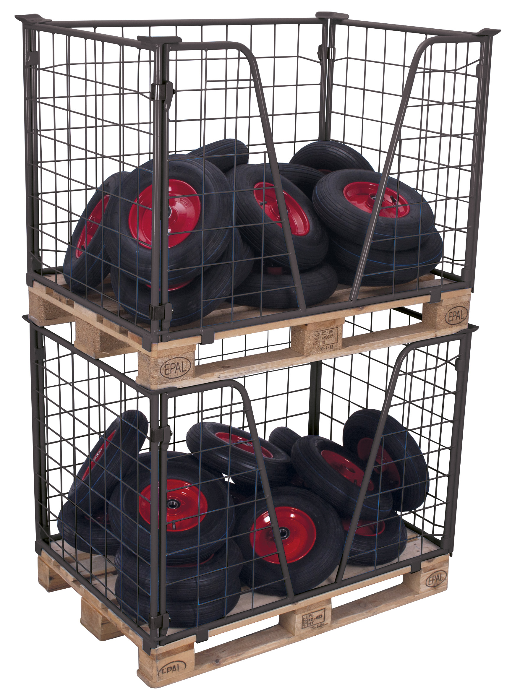 Langlebiger Palettenaufsatz Typ 63, 1200 × 1000 mm, 1000 mm Höhe, 1000 kg Auflast, RAL 7016, ideal für Lager & Transport