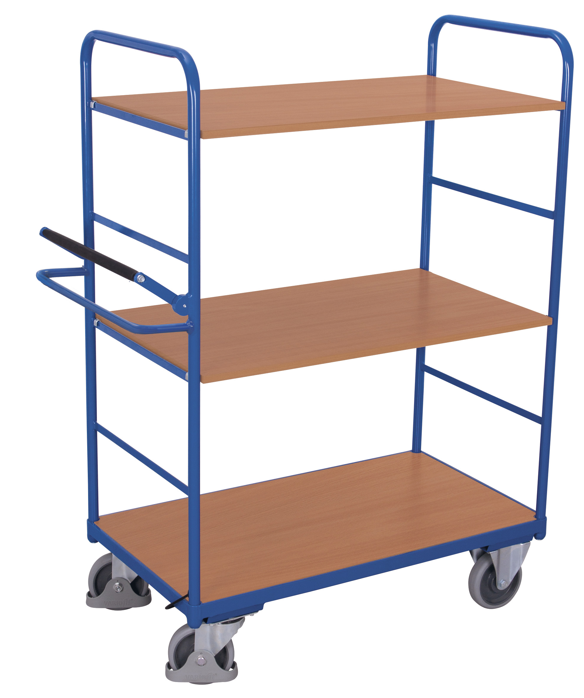 Sicherer Etagenwagen hoch 1195 × 610 × 1530 mm mit Totmannbremse und zwei Holz-Etagenböden, 250 kg Traglast, RAL 5010, ideal für Lager & Werkstatt Sicherer Etagenwagen hoch 1195 × 610 × 1530 mm mit Totmannbremse und zwei Holz-Etagenböden, 250 kg Traglast, RAL 5010, ideal für Lager & Werkstatt