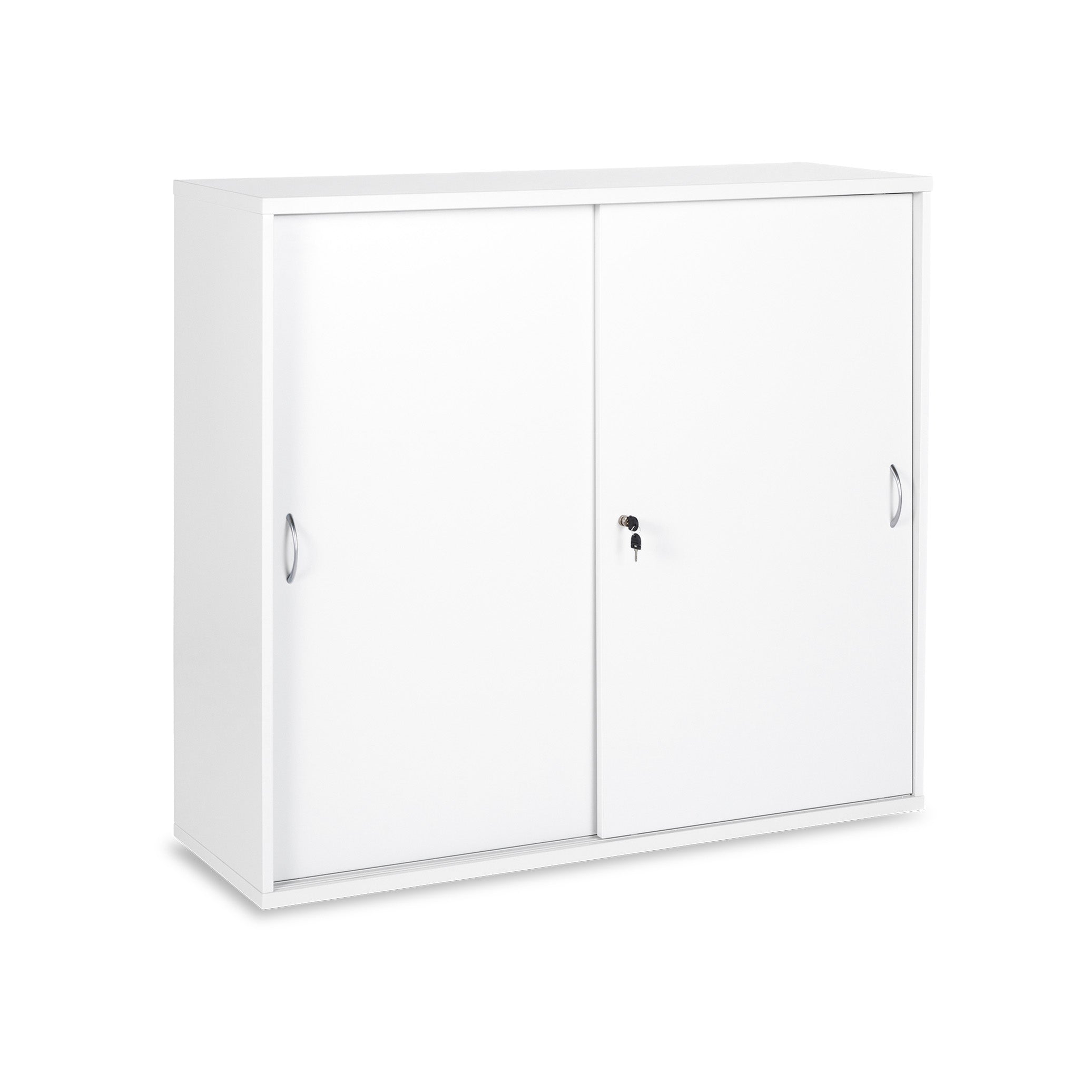 Praktischer Schiebetürenschrank 1200 × 400 × 1095 mm, 3 Ordnerhöhen, Farbe Weiß/Weiß
