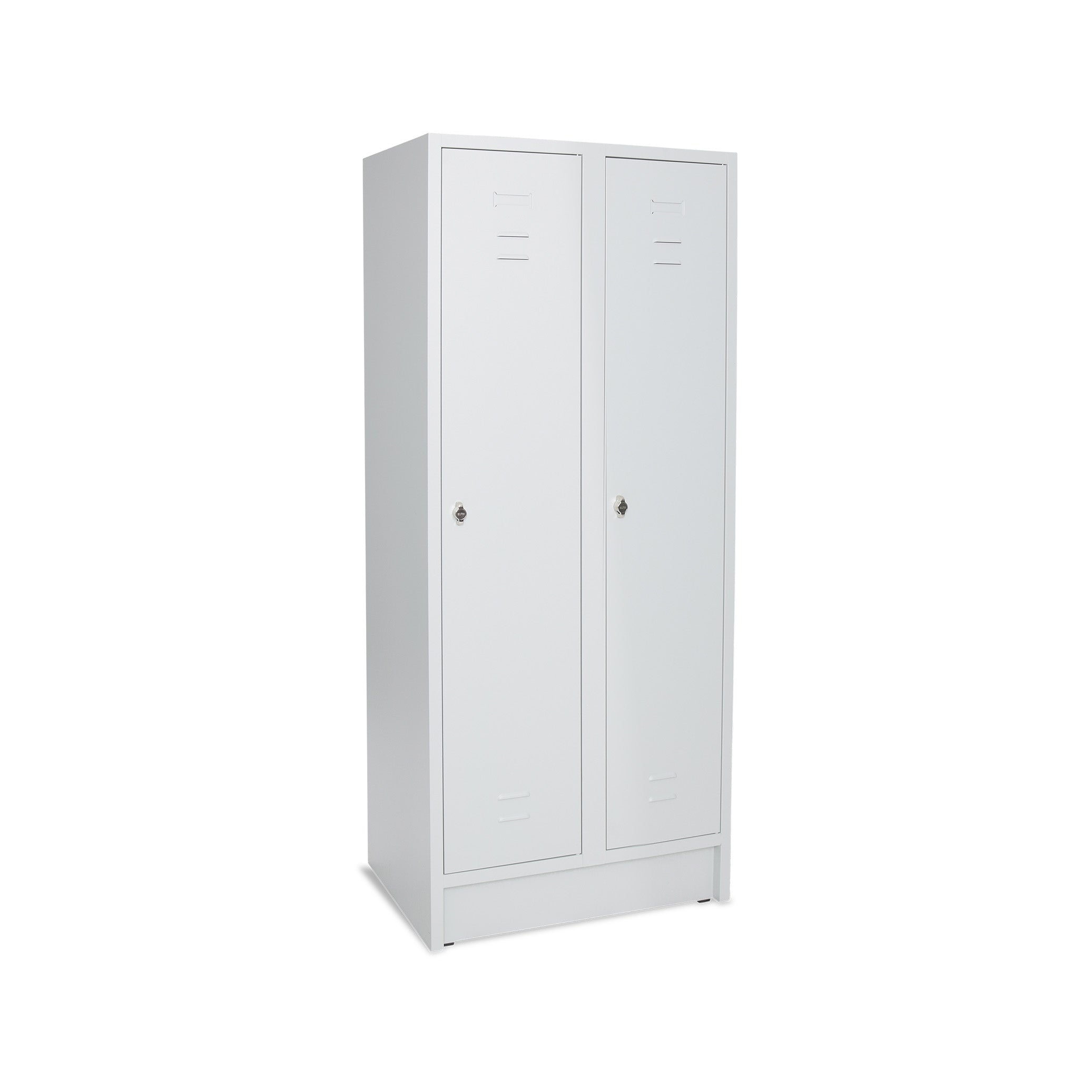 Reihenspind mit 2 Türen und Trennwand, 800 × 500 × 1800 mm, Farbe lichtgrau