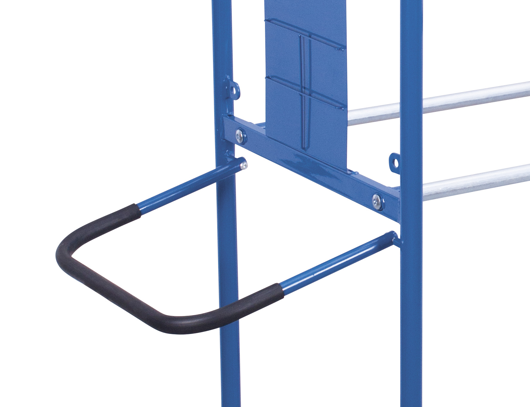 Robuster Schiebe-/Ziehbügel für Reifenwagen, 370 mm Tiefe, verschraubbar, RAL 5010, ideal für Werkstatt & Lager Robuster Schiebe-/Ziehbügel für Reifenwagen, 370 mm Tiefe, verschraubbar, RAL 5010, ideal für Werkstatt & Lager