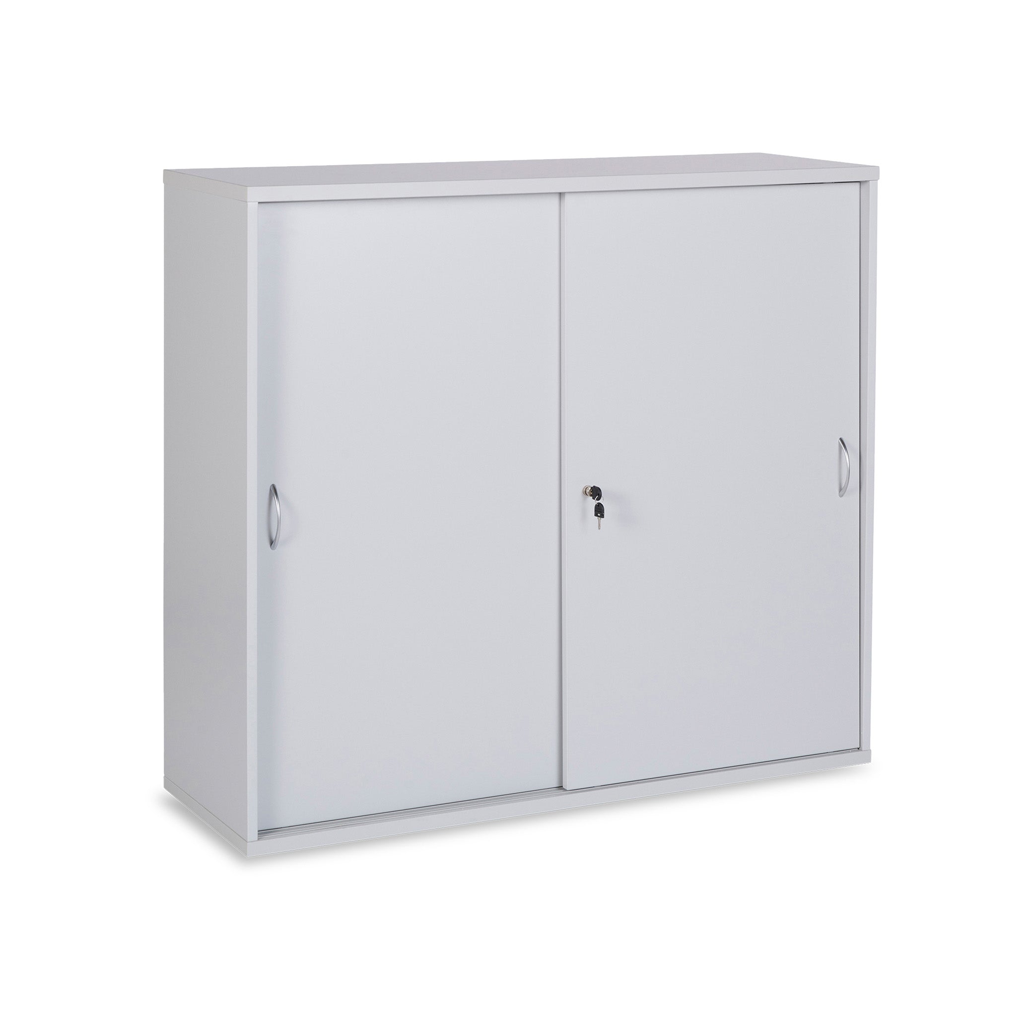 Mittelhoher Schiebetürenschrank 1200 × 400 × 1095 mm, 3 Ordnerhöhen, Farbe Grau/Grau