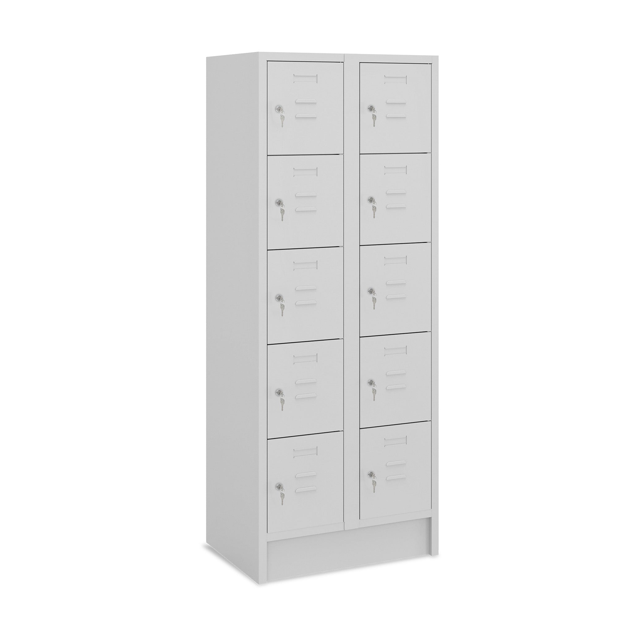 Breiter Fächerschrank mit 10 Türen, 700 × 500 × 1800 mm, Farbe lichtgrau