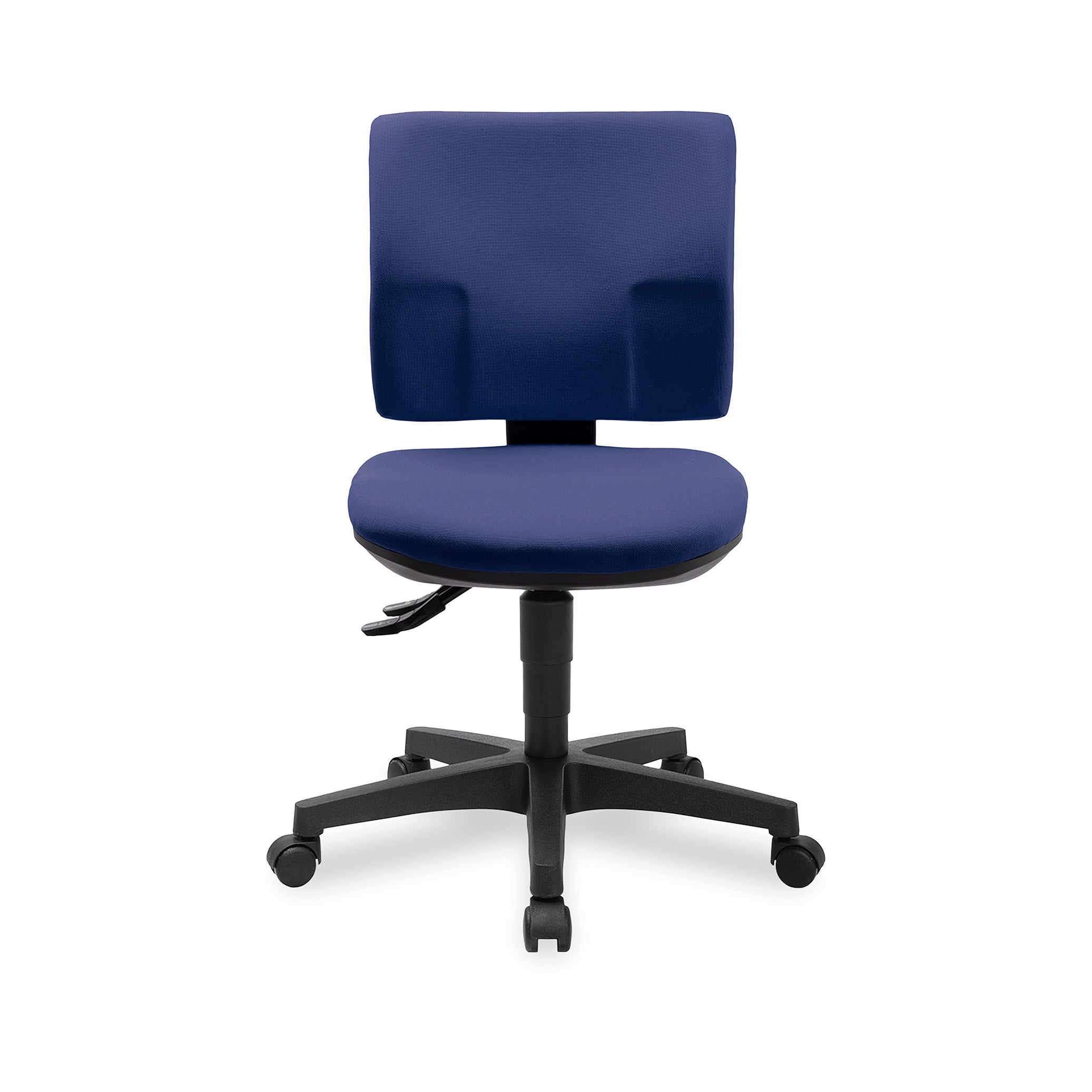 Bürodrehstuhl Pro 30 – Bequemer Bandscheibenstuhl mit ergonomischer Rückenlehne, Blaues Polster | GS geprüft