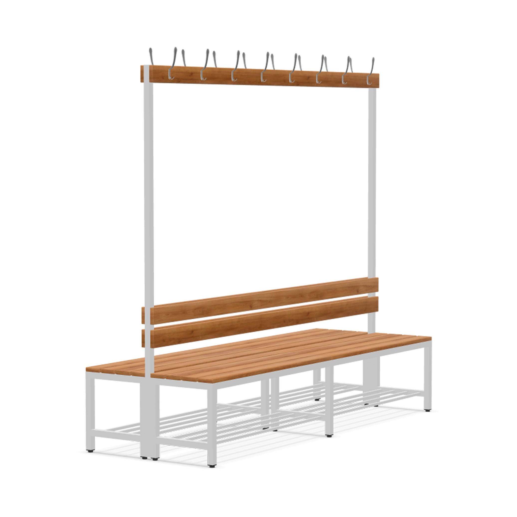 Großzügige Doppelseitige Garderobenbank mit 12 Haken, 2000 × 400 × 1800 mm – mit Schuhrost Großzügige Doppelseitige Garderobenbank mit 12 Haken, 2000 × 400 × 1800 mm – mit Schuhrost