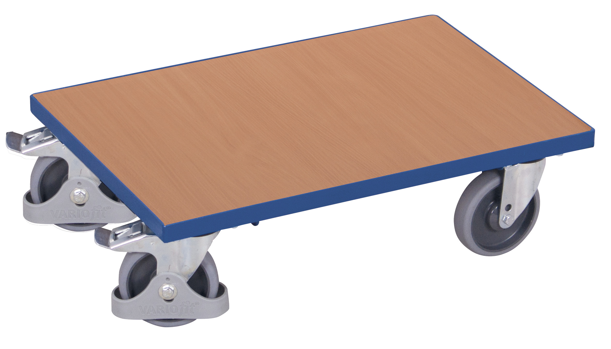Praktischer Plattformroller 600 x 400 mm mit bündiger Holzladefläche, 250 kg Traglast, RAL 5010, ideal für Lager & Kommissionierung Praktischer Plattformroller 600 x 400 mm mit bündiger Holzladefläche, 250 kg Traglast, RAL 5010, ideal für Lager & Kommissionierung