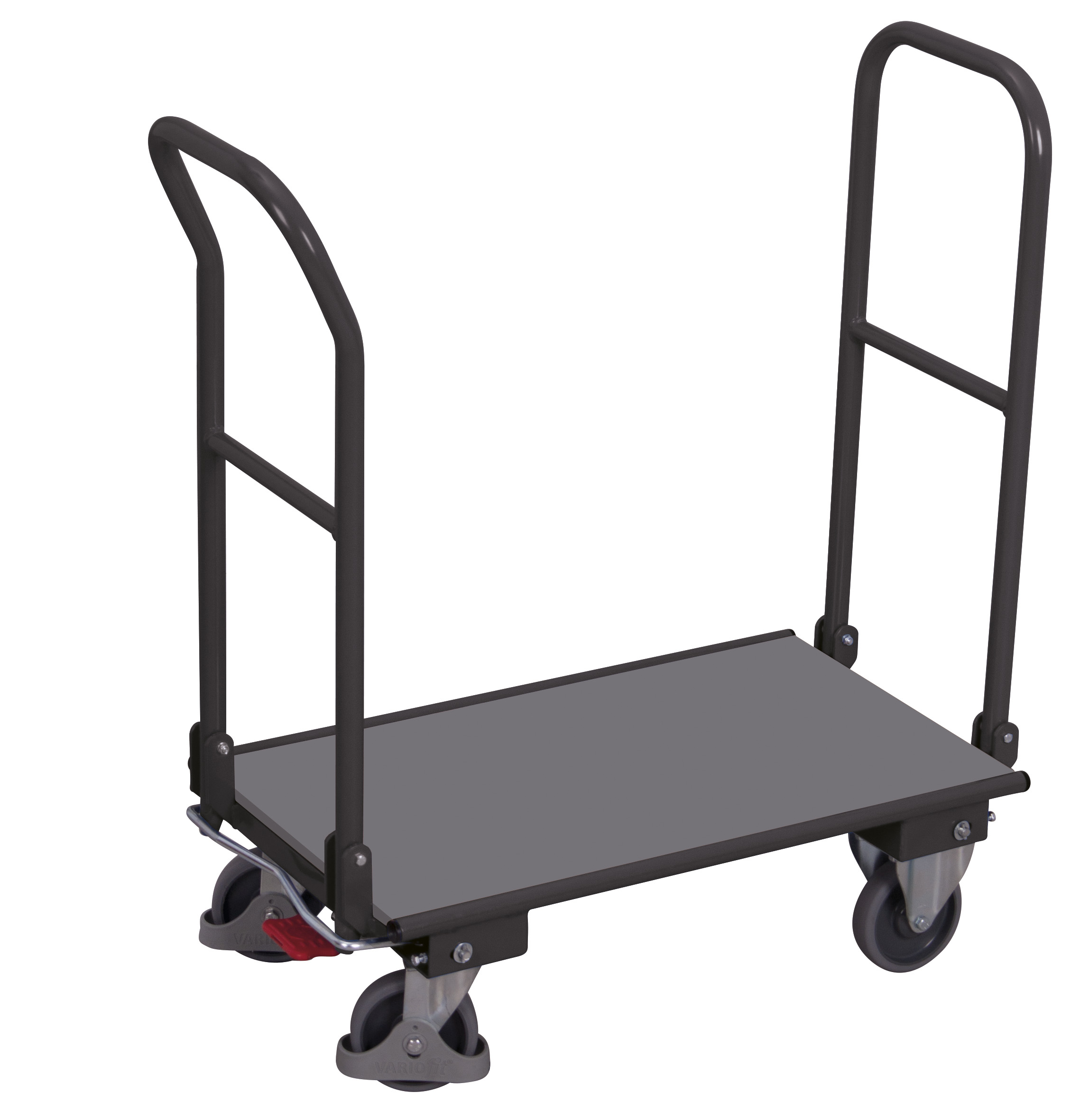 Moderner Klappbügelwagen mit 2 Bügeln 1030 × 600 mm mit Holzladefläche, 250 kg Traglast, RAL 7016, ideal für Lager & Werkstatt Kompakter Klappbügelwagen mit 2 Bügeln 850 × 450 mm mit Holzladefläche, 250 kg Traglast, RAL 7016, ideal für Lager & Werkstatt