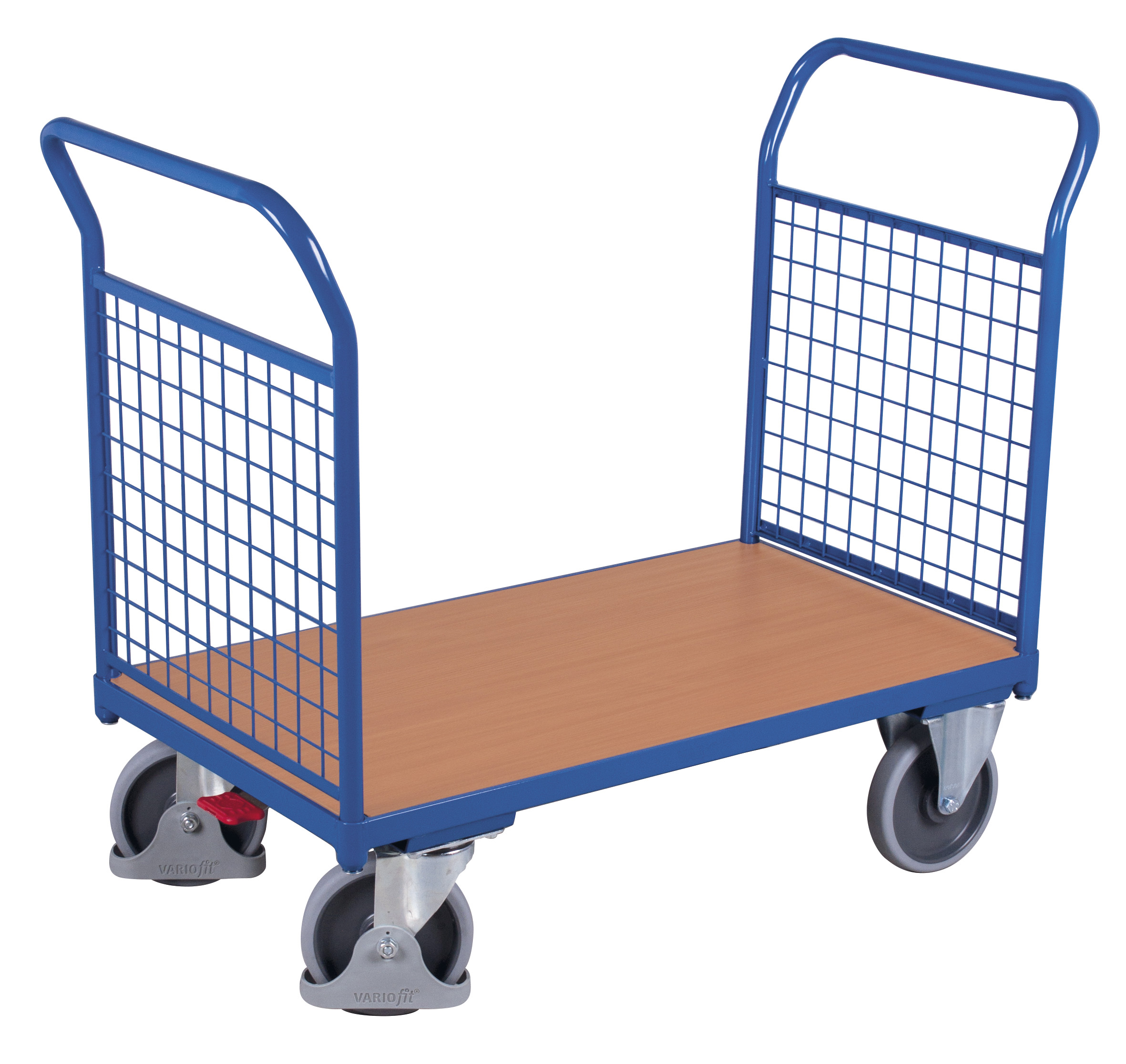 Kompakter Doppel-Stirnwandwagen mit Drahtgitter, Ladefläche 850 × 500 mm, 400 kg Traglast, RAL 5010, ideal für Werkstatt und Lager Solider Doppel-Stirnwandwagen mit Drahtgitter, Ladefläche 1200 × 800 mm, 500 kg Traglast, RAL 5010, ideal für Werkstatt und Lager