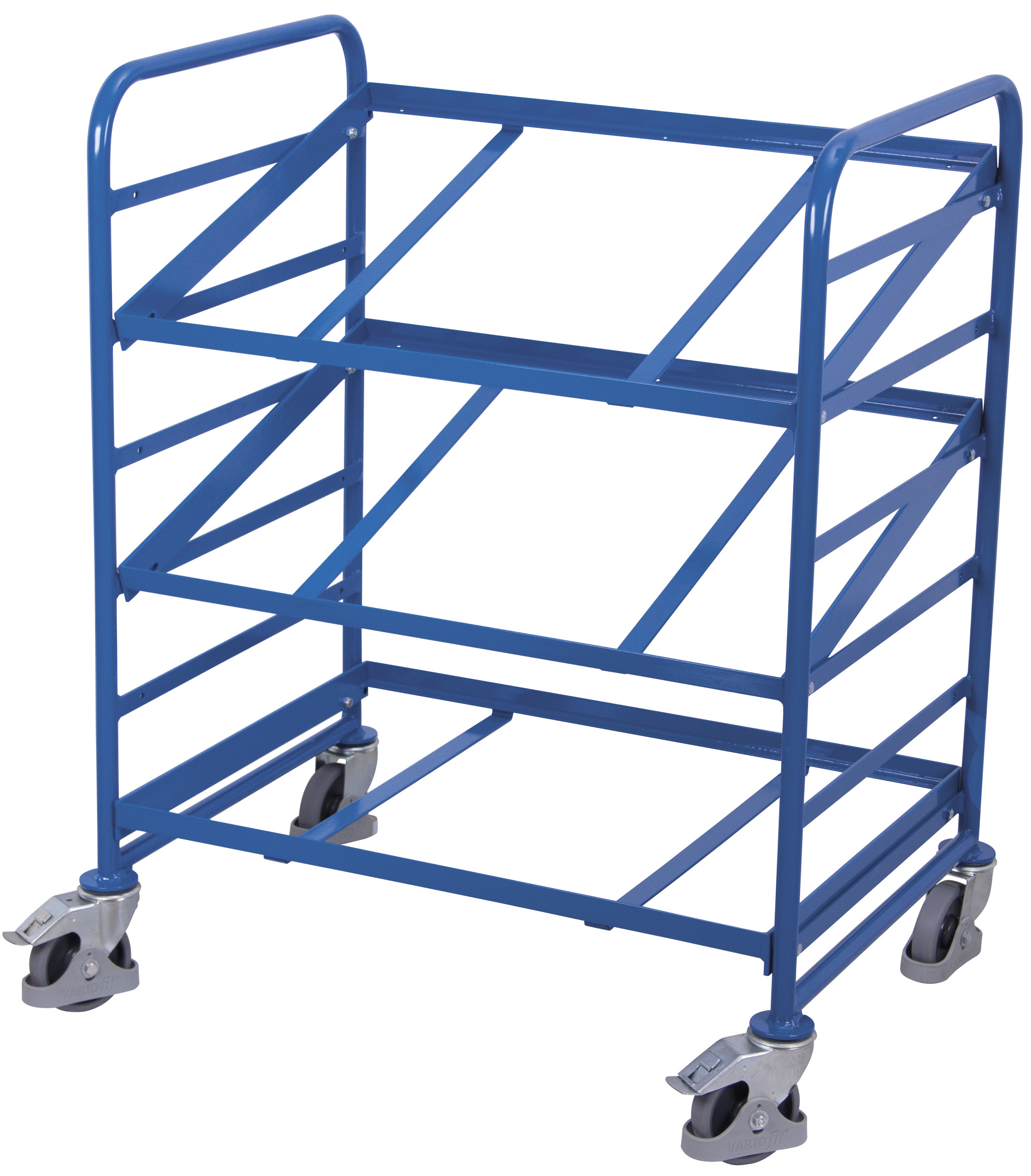 Geräumiger Eurokastenwagen 935 × 665 × 1125 mm, für 600 × 400 Kisten, RAL 5010, 200 kg Traglast Geräumiger Eurokastenwagen 935 × 665 × 1125 mm, für 600 × 400 Kisten, RAL 5010, 200 kg Traglast