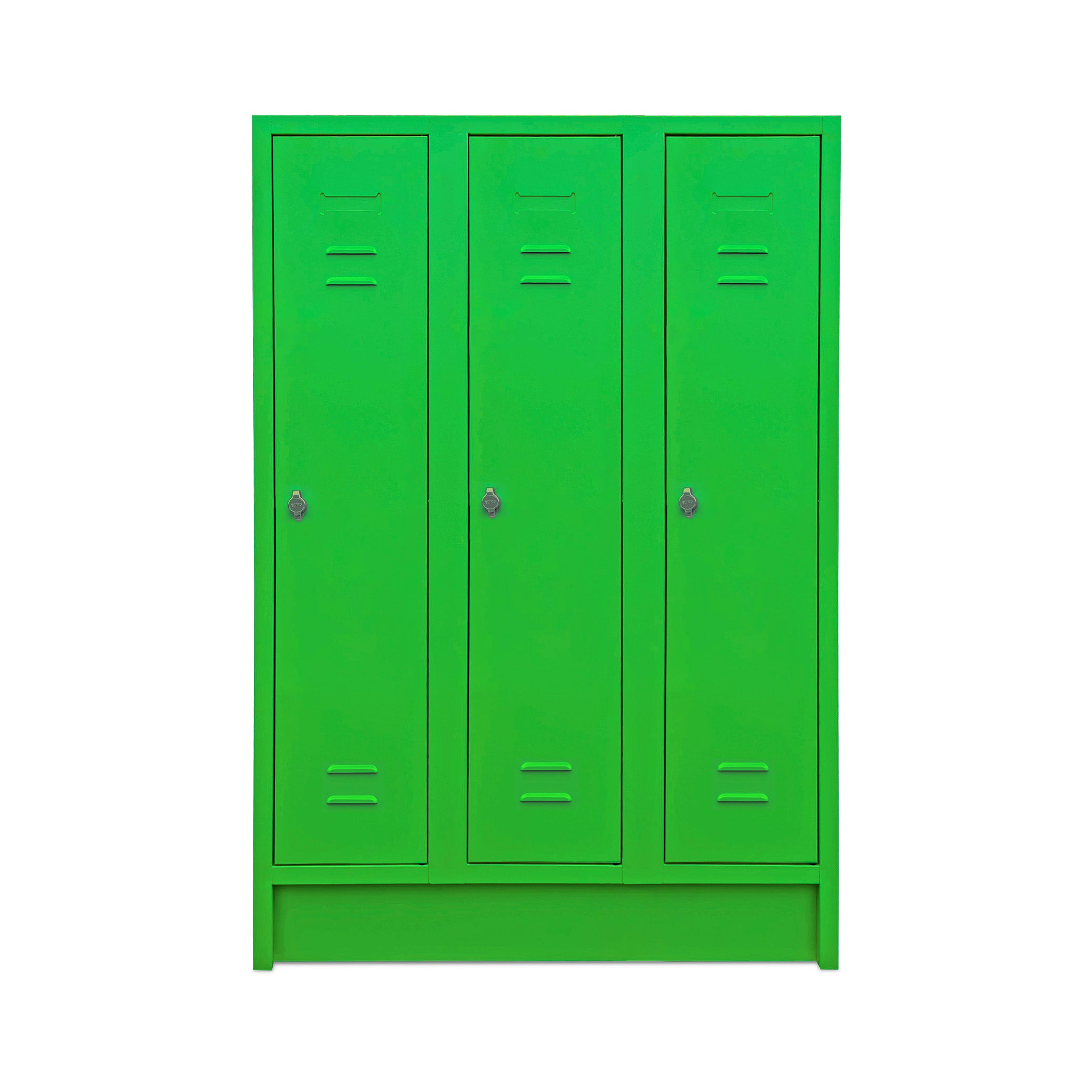 Farbenfr Ordnerhöhener Schulspind mit 3 Abteilen – Höhe 1600 mm – Gelbgrün für frische Akzente & sichere Ordnung