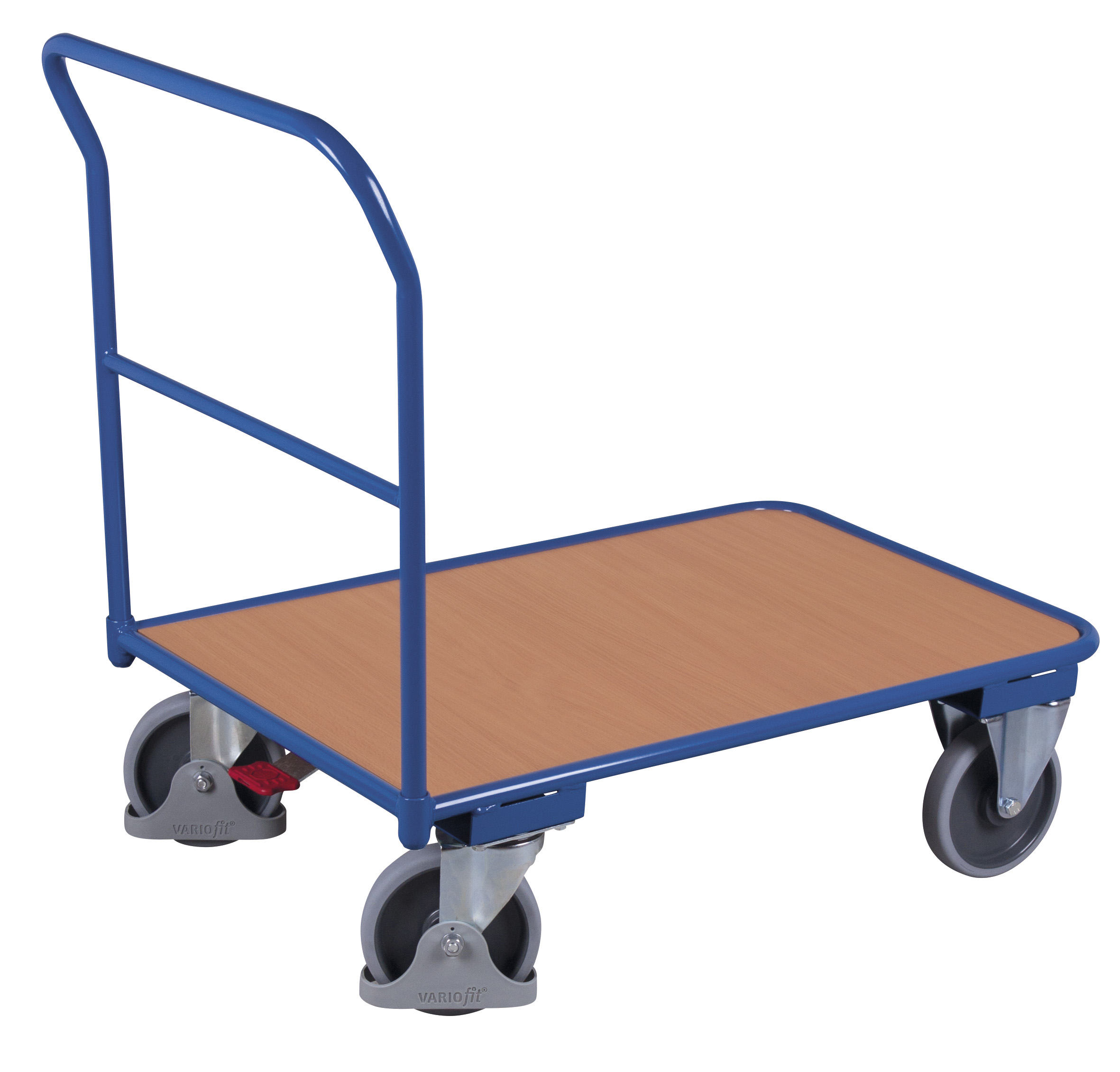 Stabiler Schiebebügelwagen 850 x 500 mm mit Holzladefläche, 400 kg Traglast, RAL 5010, ideal für Werkstatt & Lager Starker Schiebebügelwagen 1200 x 700 mm mit Holzladefläche, 400 kg Traglast, RAL 5010, ideal für Werkstatt & Lager