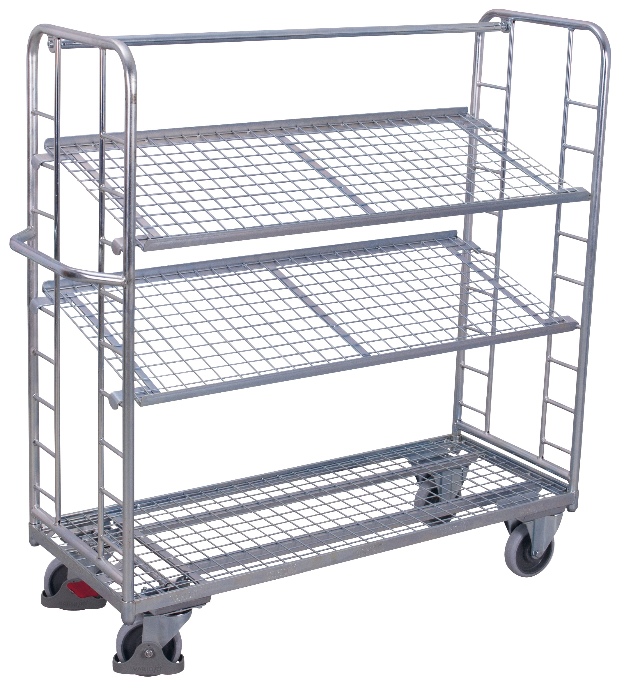 Verzinkter Etagenwagen 1510 × 550 × 1535 mm mit 3 Drahtgitterböden, 250 kg Traglast, galvanisch geschützt, ideal für Lager & Werkstatt Robuster Etagenwagen 1805 × 650 × 1575 mm mit 3 Drahtgitterböden, 400 kg Traglast, verzinkt, ideal für Lager & Werkstatt