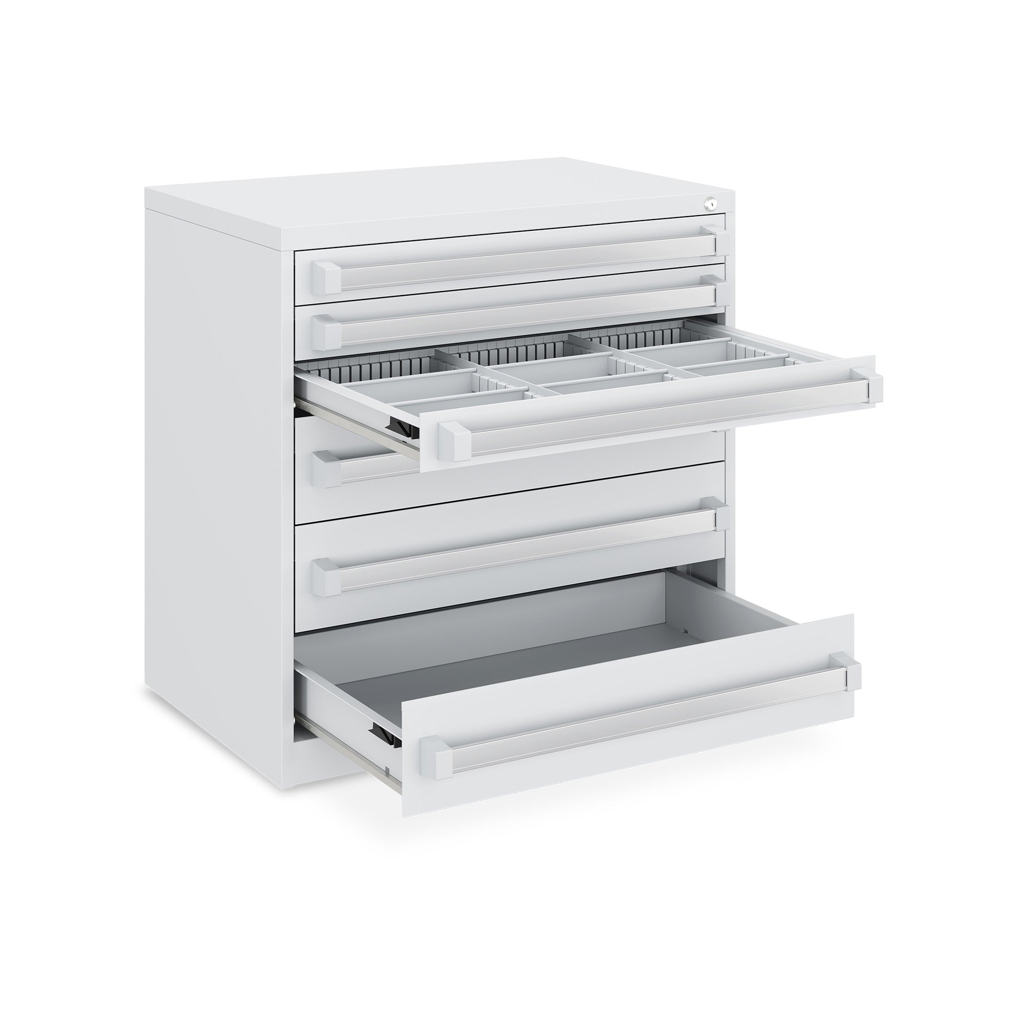 Kompakter Schubladenschrank 800 × 525 × 800 mm – 6 Schubladen, Farbe lichtgrau / lichtgrau