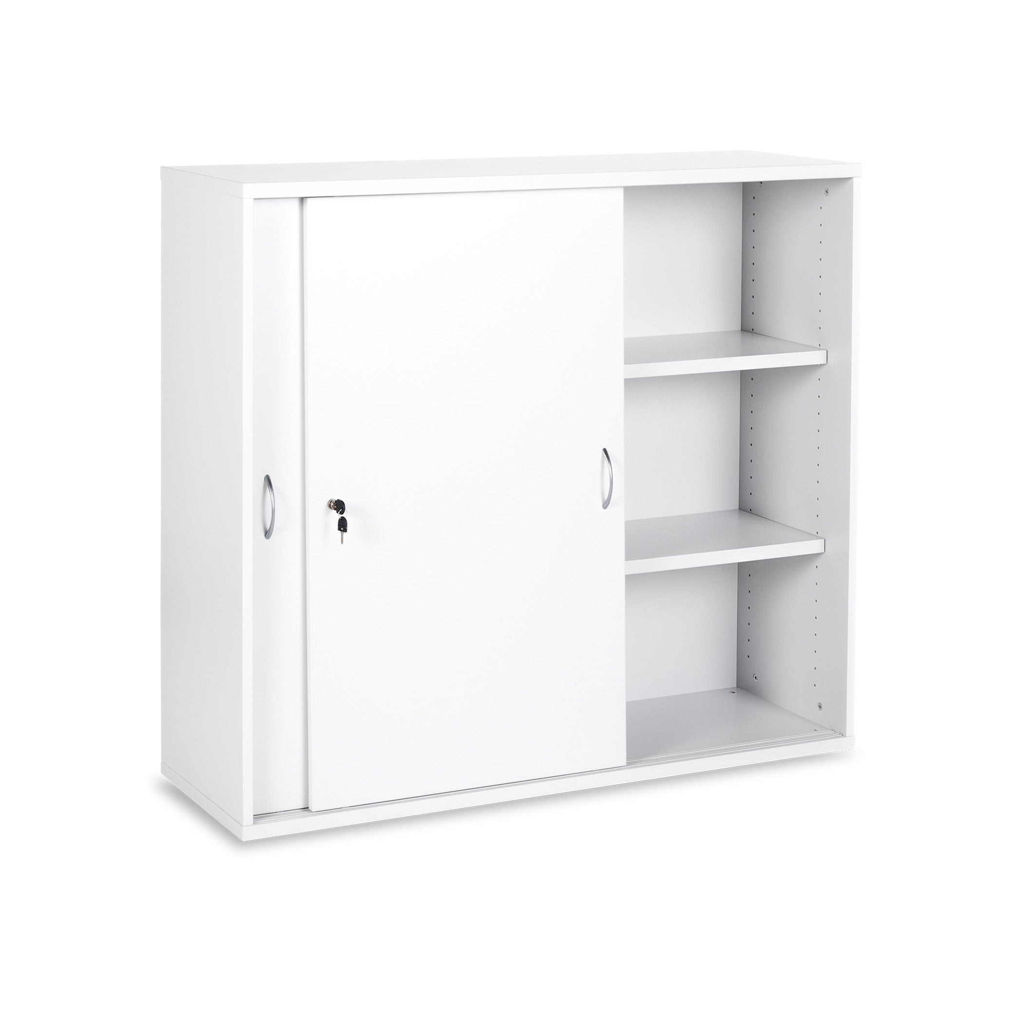 Praktischer Schiebetürenschrank 1200 × 400 × 1095 mm, 3 Ordnerhöhen, Farbe Weiß/Weiß