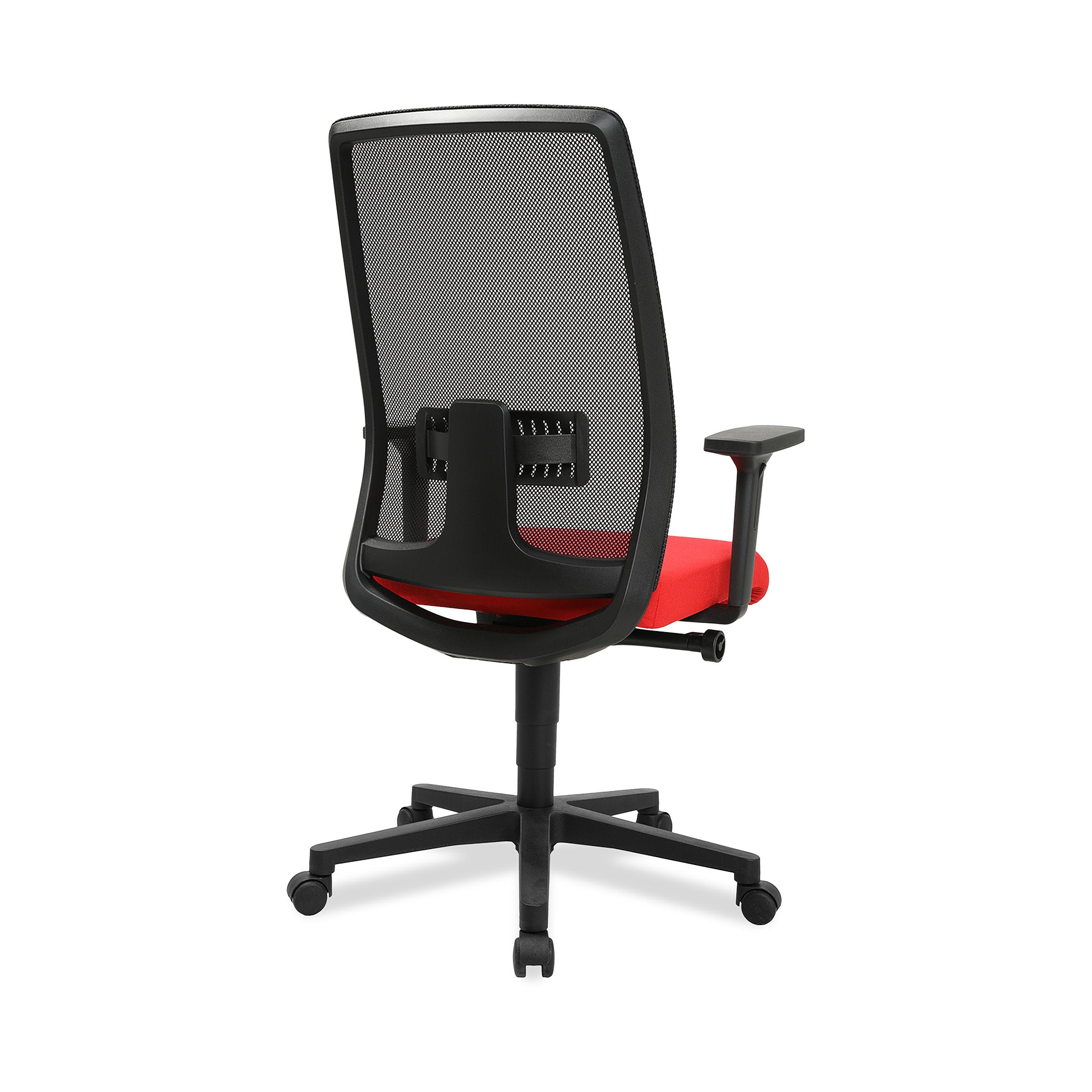 Bürodrehstuhl Eurostar 200 – Ergonomischer Bürostuhl mit h Ordnerhöhener Rückenlehne & Lendenwirbelstütze, Korall Rot | GS geprüft