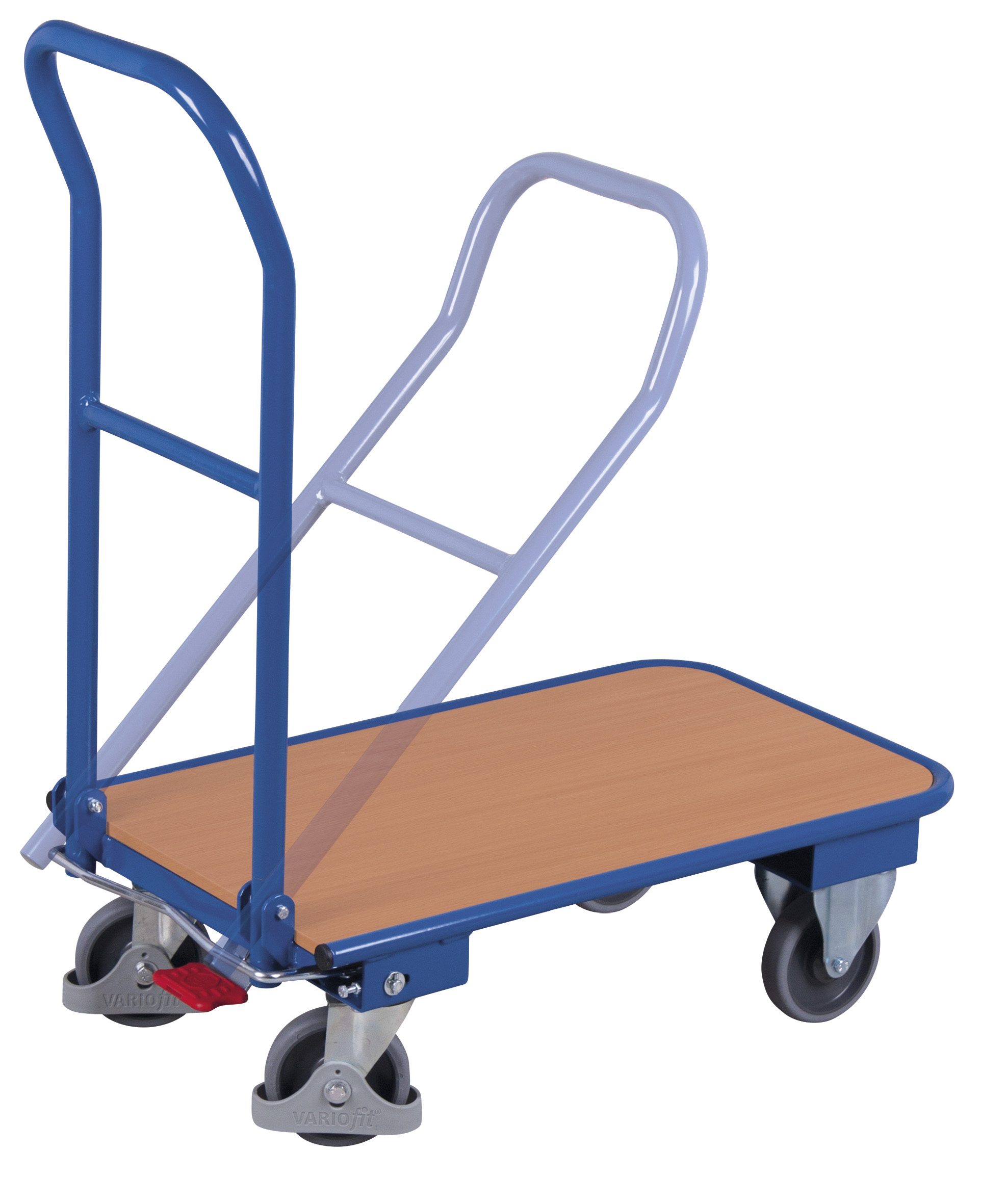 Praktischer Klappbügelwagen 995 × 600 mm mit Holzladefläche, 250 kg Traglast, RAL 5010, ideal für Lager & Werkstatt Kompakter Klappbügelwagen 815 × 450 mm mit Holzladefläche, 250 kg Traglast, RAL 5010, ideal für Lager & Werkstatt