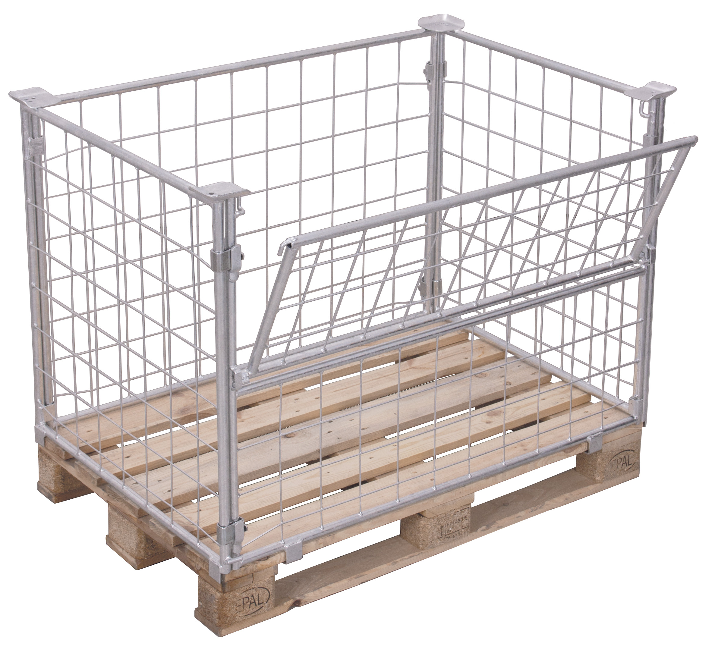 Robuster Palettenaufsatz Typ 64, feuerverzinkt, 1200 × 800 mm, Nutzhöhe 1600 mm, stapelbar bis 3-fach, 750 kg Auflast Hochwertiger Palettenaufsatz Typ 64, feuerverzinkt, 1200 × 800 mm, Nutzhöhe 1200 mm, stapelbar bis 4-fach, 750 kg Auflast
