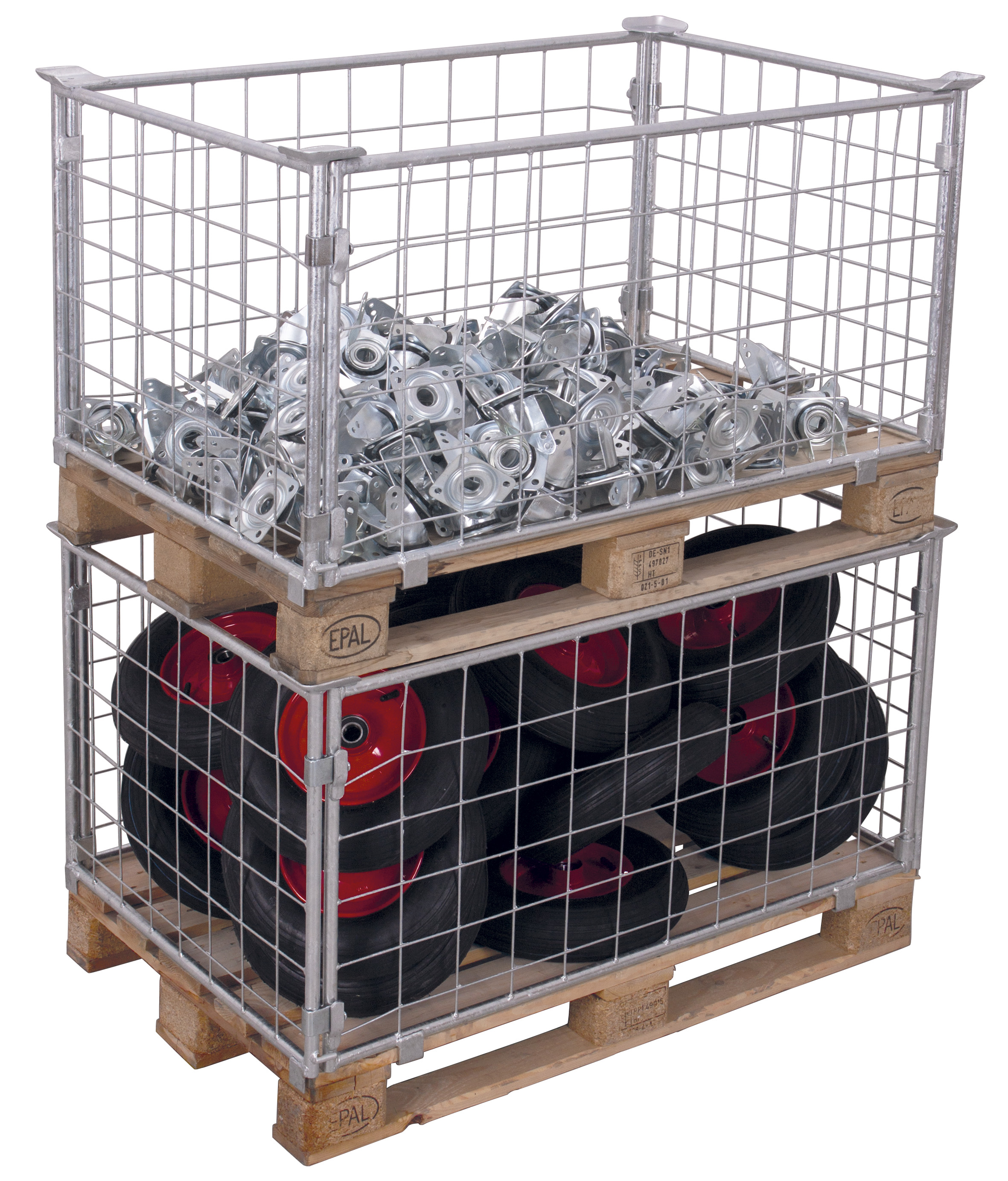 Stabiler Palettenaufsatz Typ 62, feuerverzinkt, 1200 × 1000 mm, Nutzhöhe 600 mm, stapelbar bis 4-fach, 1500 kg Auflast