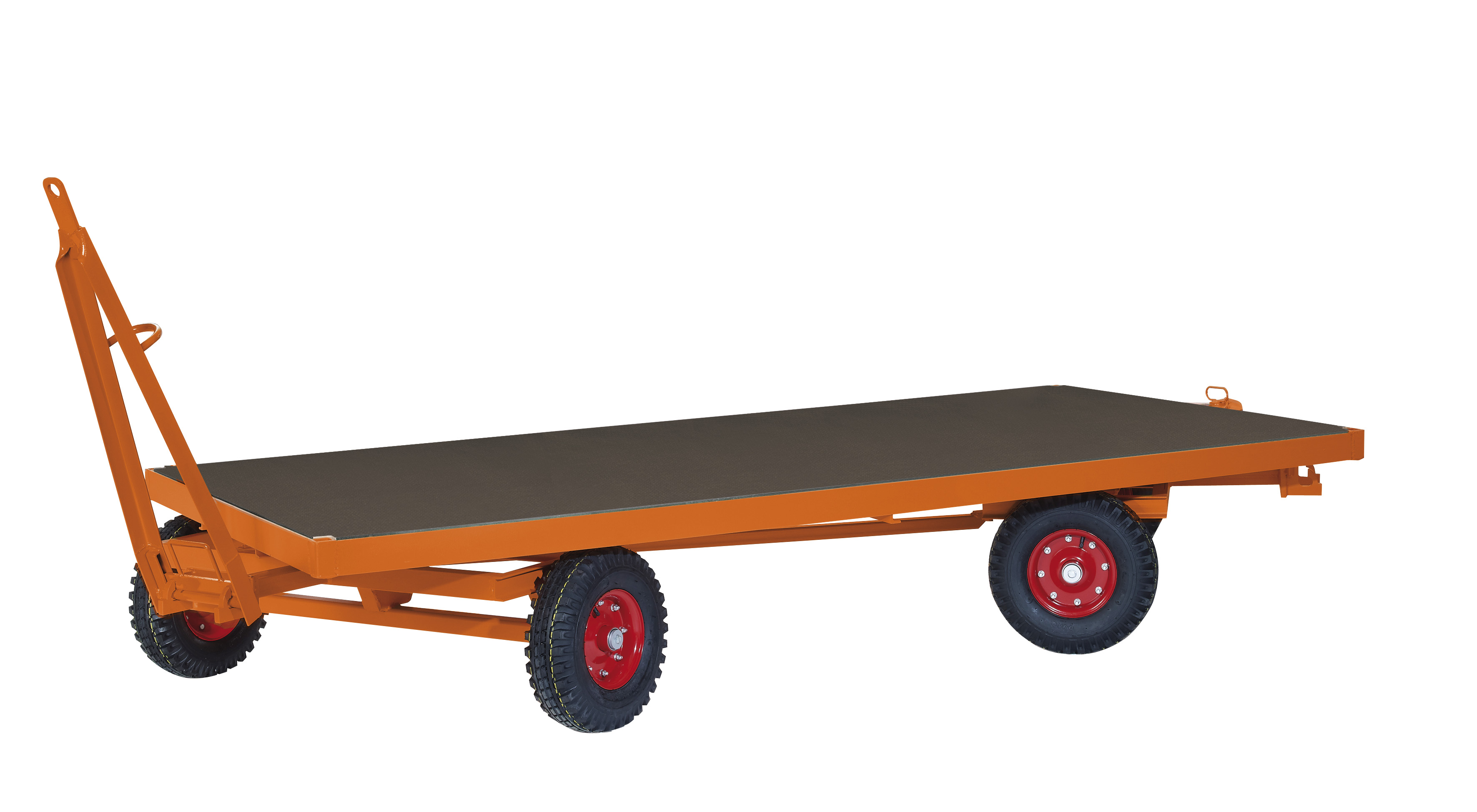 Belastbarer Industrieanhänger 2500 × 1250 mm mit 2-Achs-Drehschemellenkung und Luftbereifung, 3000 kg Traglast, RAL 2004 Strapazierfähiger Industrieanhänger 2500 × 1250 mm mit 2-Achs-Drehschemellenkung und Vollgummibereifung, 3000 kg Traglast, RAL 2004