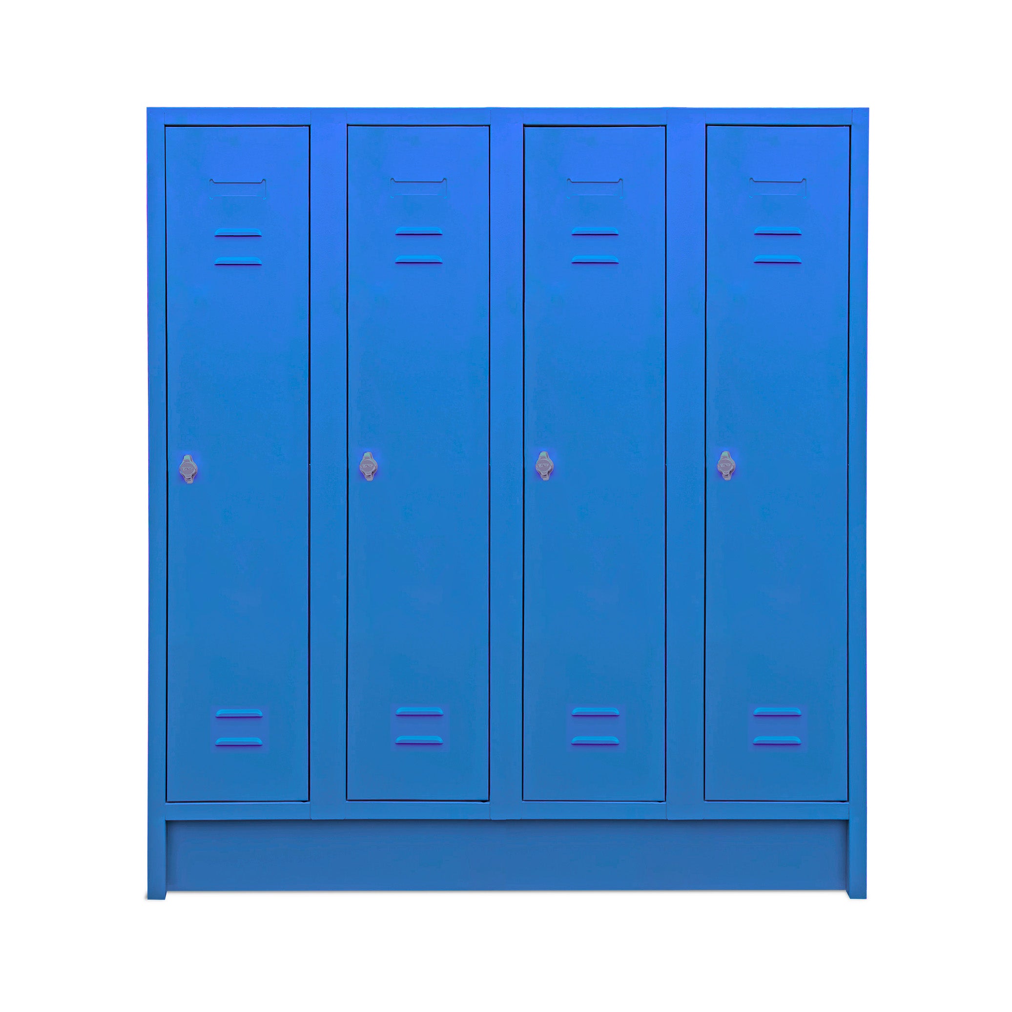 Kindergartenspind mit 4 Abteilen, 1400 mm hoch, sichere Aufbewahrung für Kinder – Dekor Enzianblau Vielseitiger Schulspind, 4 Abteile mit je 1 Fach, 1600 mm hoch, Farbe Enzianblau