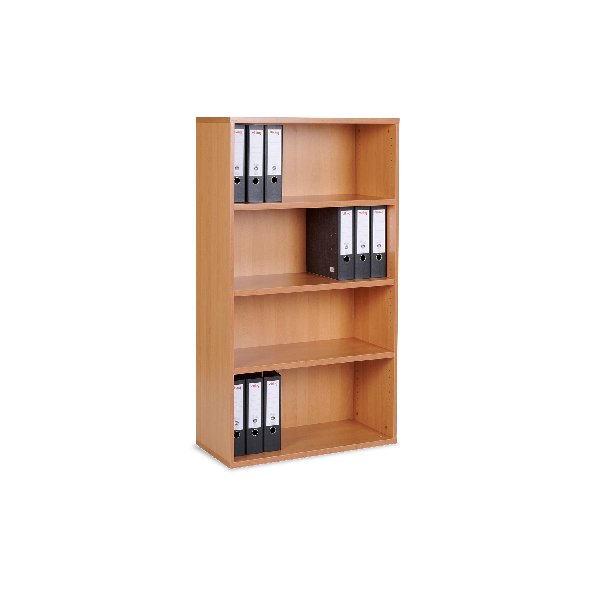 Hoher Aktenschrank 800 × 375 × 1445 mm mit Flügeltüren, 4 Ordnerhöhen – Farbe Buche Praktischer Aktenschrank aus Holz mit 4 Ordnerhöhen im Dekor Buche – abschließbar, 800 x 393 x 1445 mm