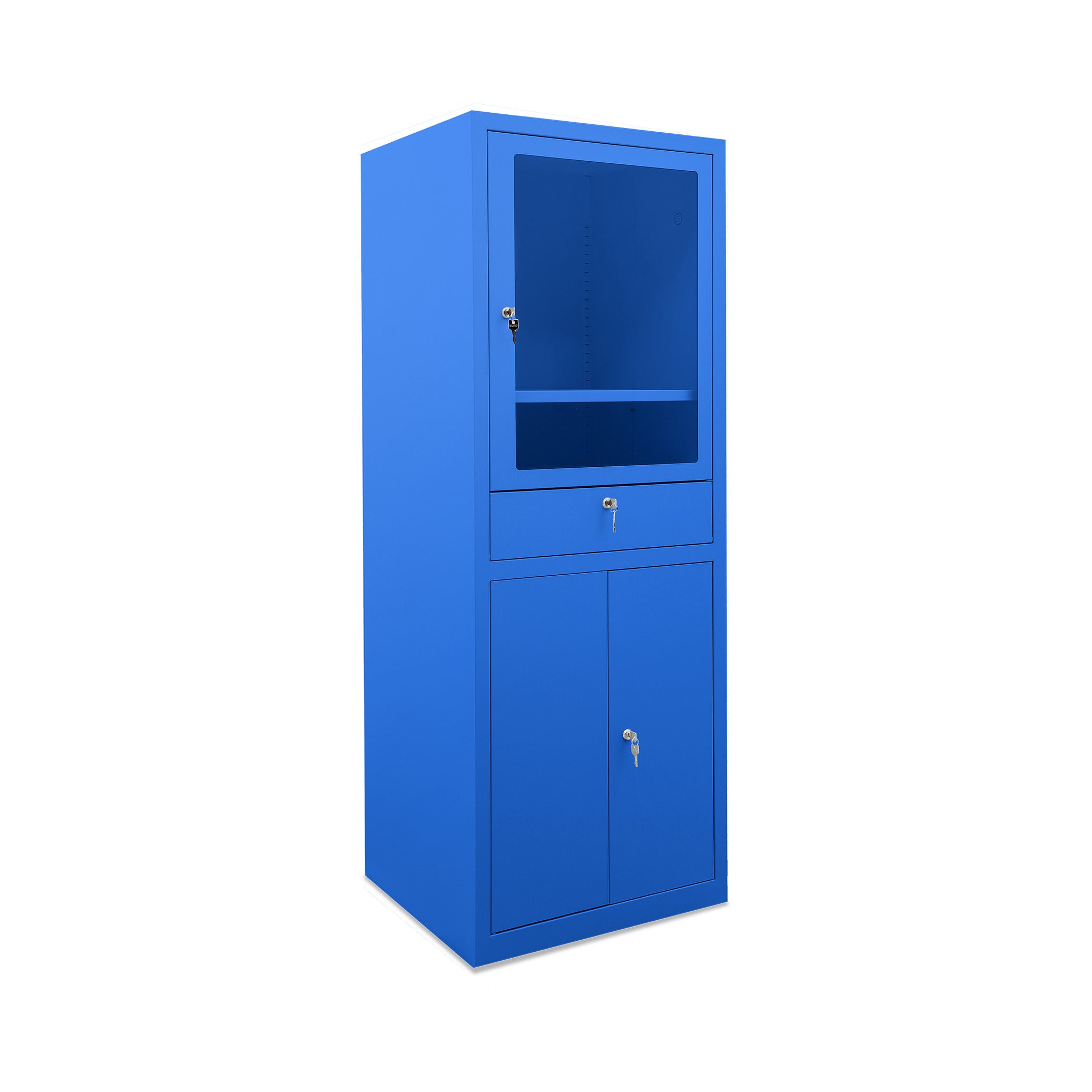 Funktionaler Computerschrank 650 × 550 × 1750 mm, farbe enzianblau Funktionaler Computerschrank 650 × 550 × 1750 mm, farbe enzianblau