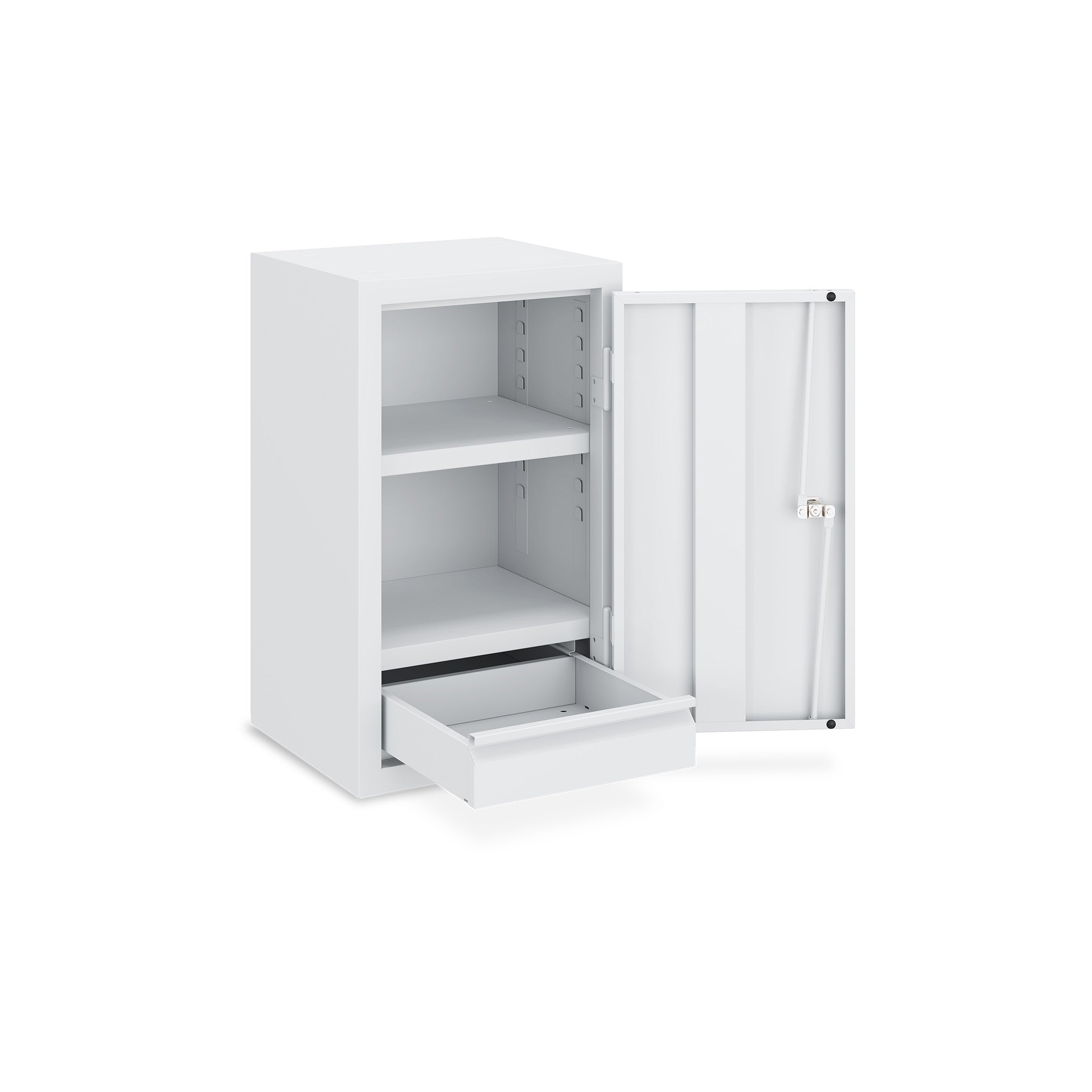 Werkstatt-Hängeschrank 350 × 320 × 600 mm – 1 Fachboden, 2 Schubladen, Farbe lichtgrau