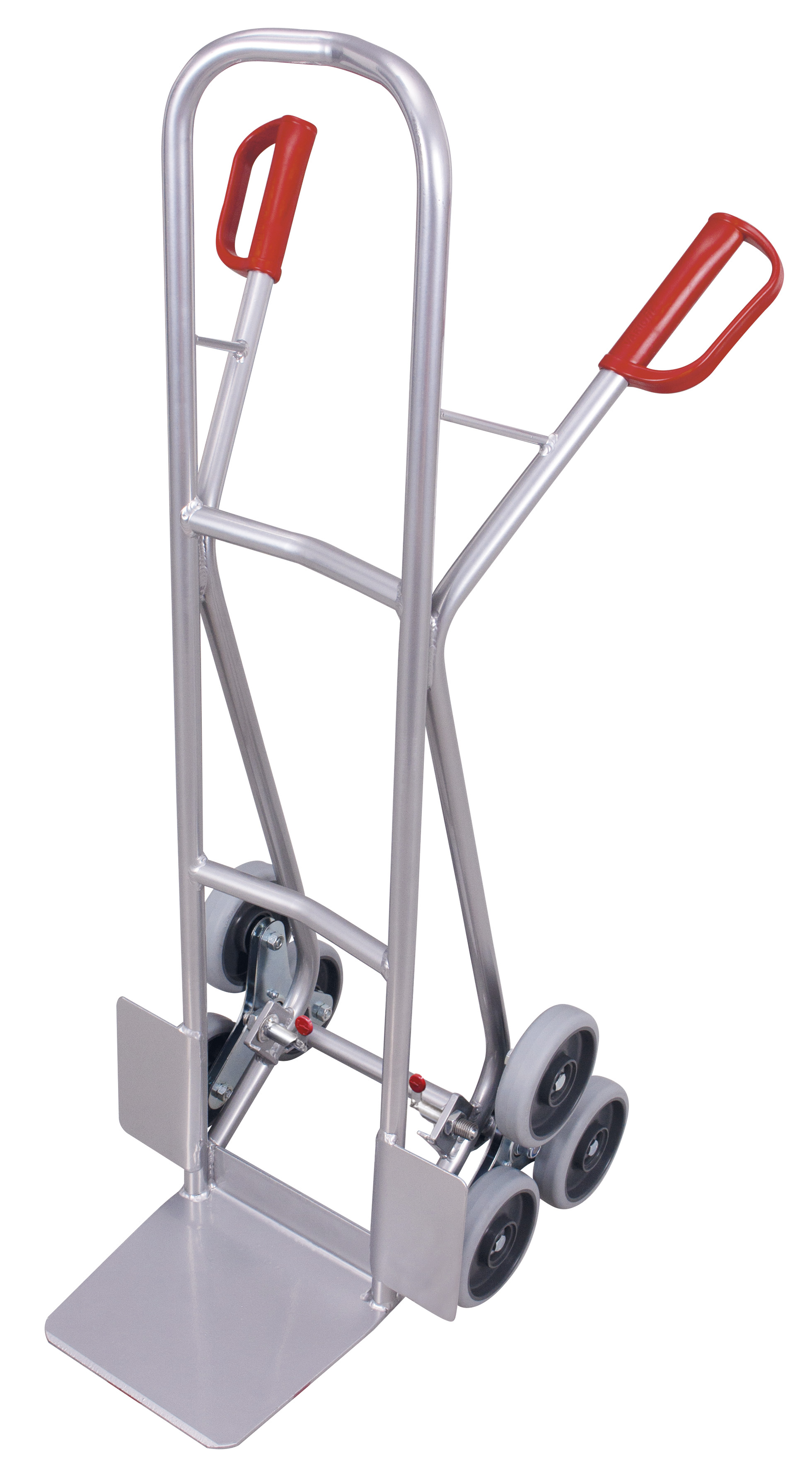 Leichte Aluminium-Treppenkarre 610 × 630 × 1310 mm mit dreiarmigen Radsternen, Radsatz aus TPE Leichte Aluminium-Treppenkarre 610 × 630 × 1310 mm mit dreiarmigen Radsternen, Radsatz aus TPE