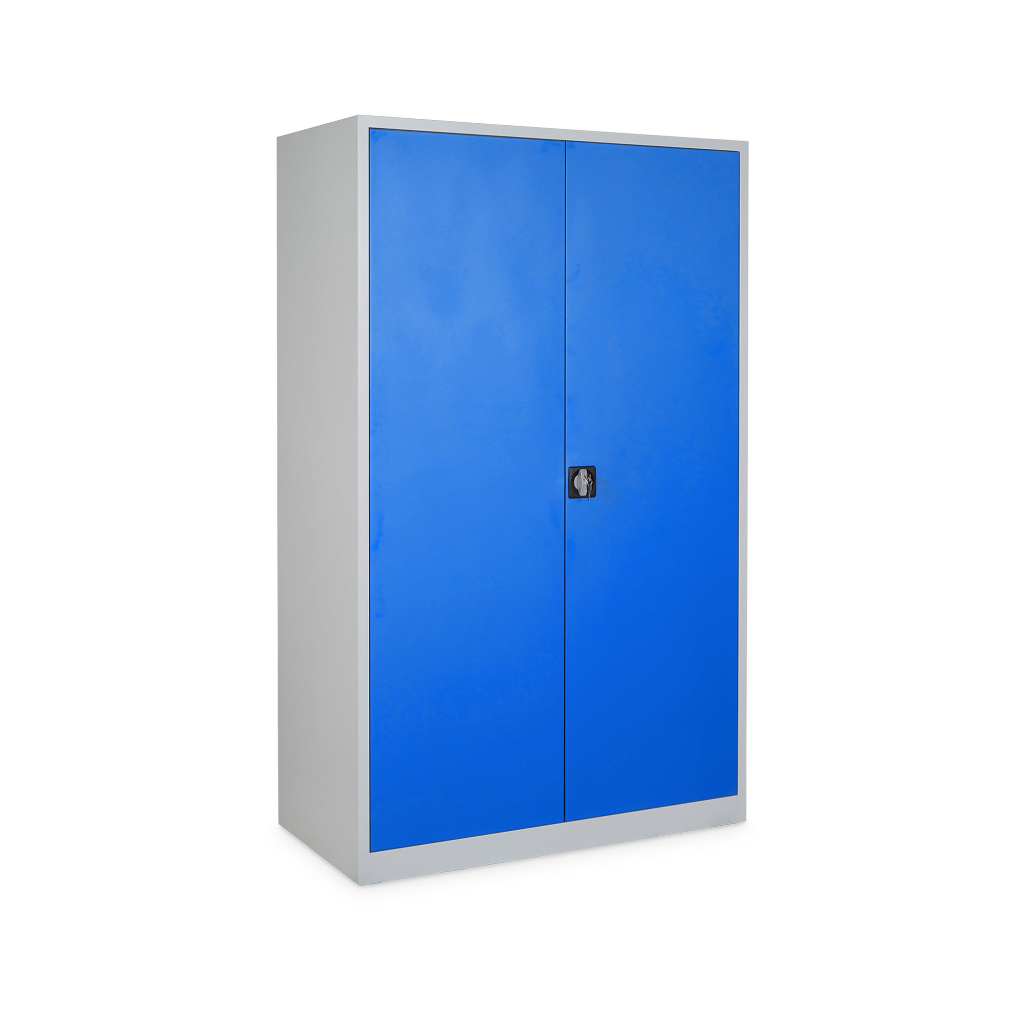 Tiefer Flügeltürenschrank 1200 × 600 × 1950 mm, farbe lichtgrau/enzianblau