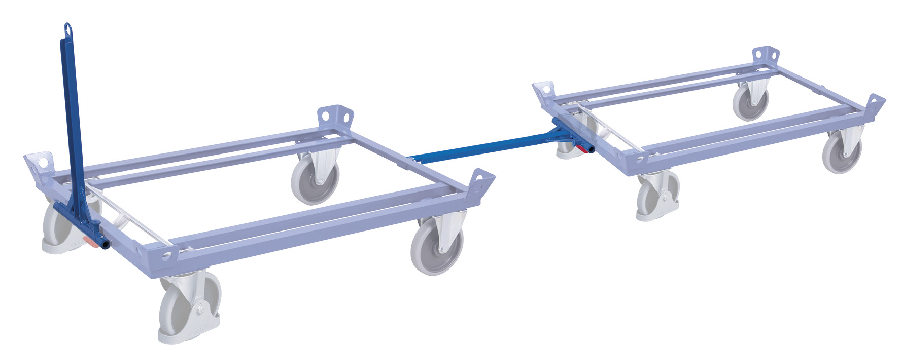 Praktische Deichsel und Kupplung für Fahrgestelle 680 mm, RAL 5010, universell einsetzbar