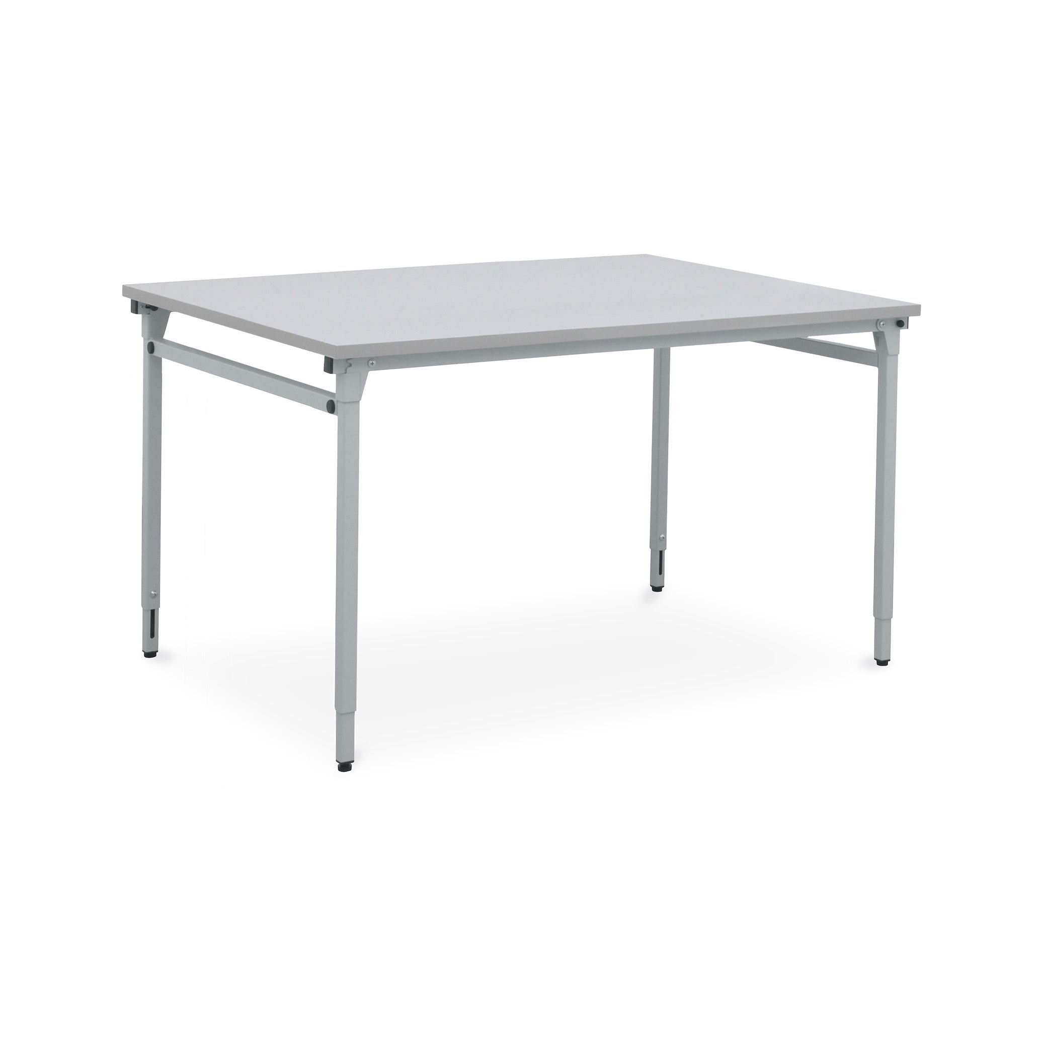 Kompakter Klapptisch 1200 × 800 mm, höhenverstellbar 620–860 mm, Farbe Grau RAL 7035