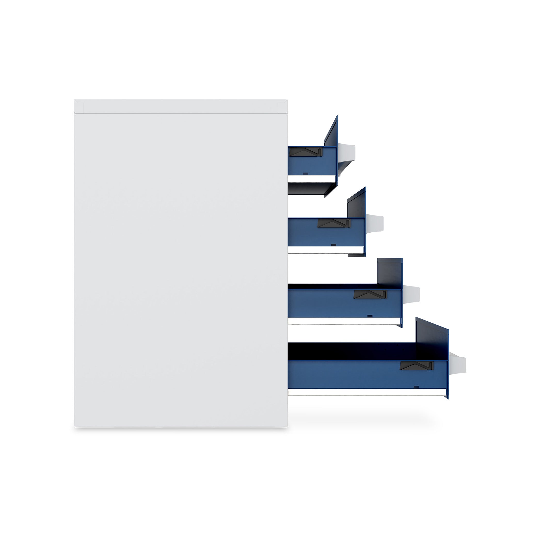 Kompakter Schubladenschrank 800 × 525 × 800 mm – 4 Schubladen, Farbe lichtgrau / enzianblau