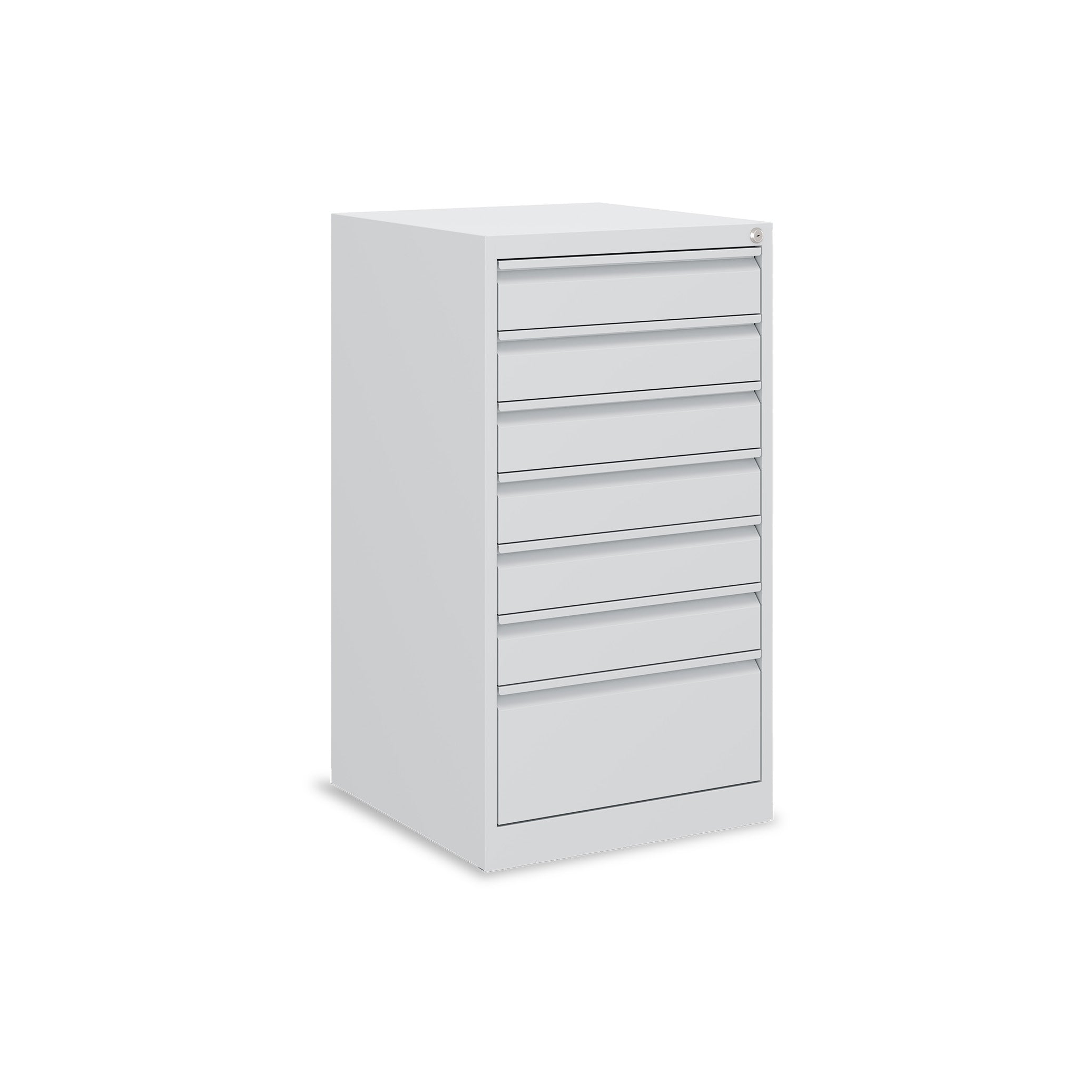 Stabiler Schubladenschrank 500 × 500 × 900 mm – mit 7 Schubladen, Farbe lichtgrau / lichtgrau
