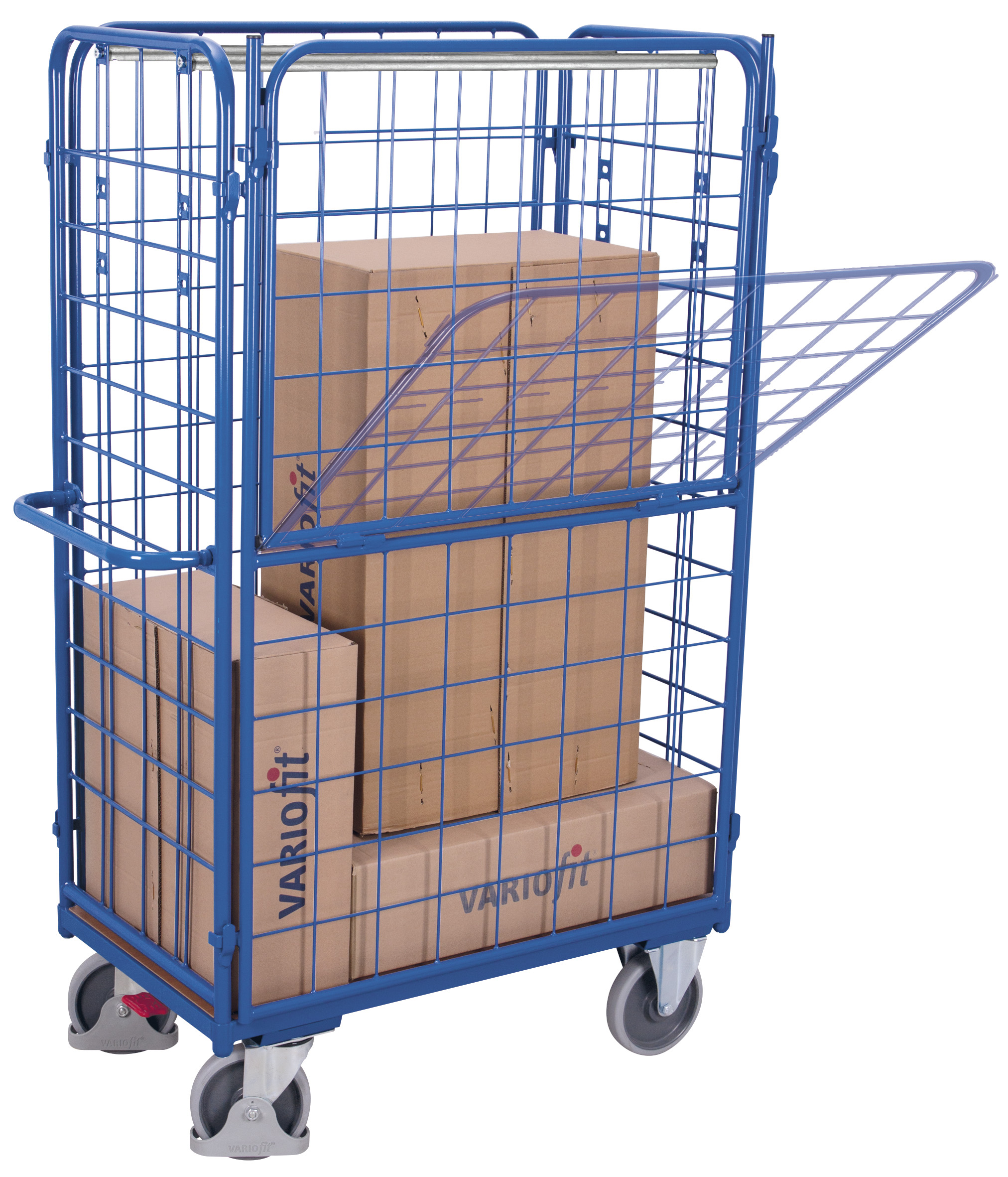 Flexible Längswand hoch 945 × 1525 mm halb abklappbar für Paket- und Etagenwagen, RAL 5010, ideal für Lager & Werkstatt Flexible Längswand hoch 945 × 1525 mm halb abklappbar für Paket- und Etagenwagen, RAL 5010, ideal für Lager & Werkstatt