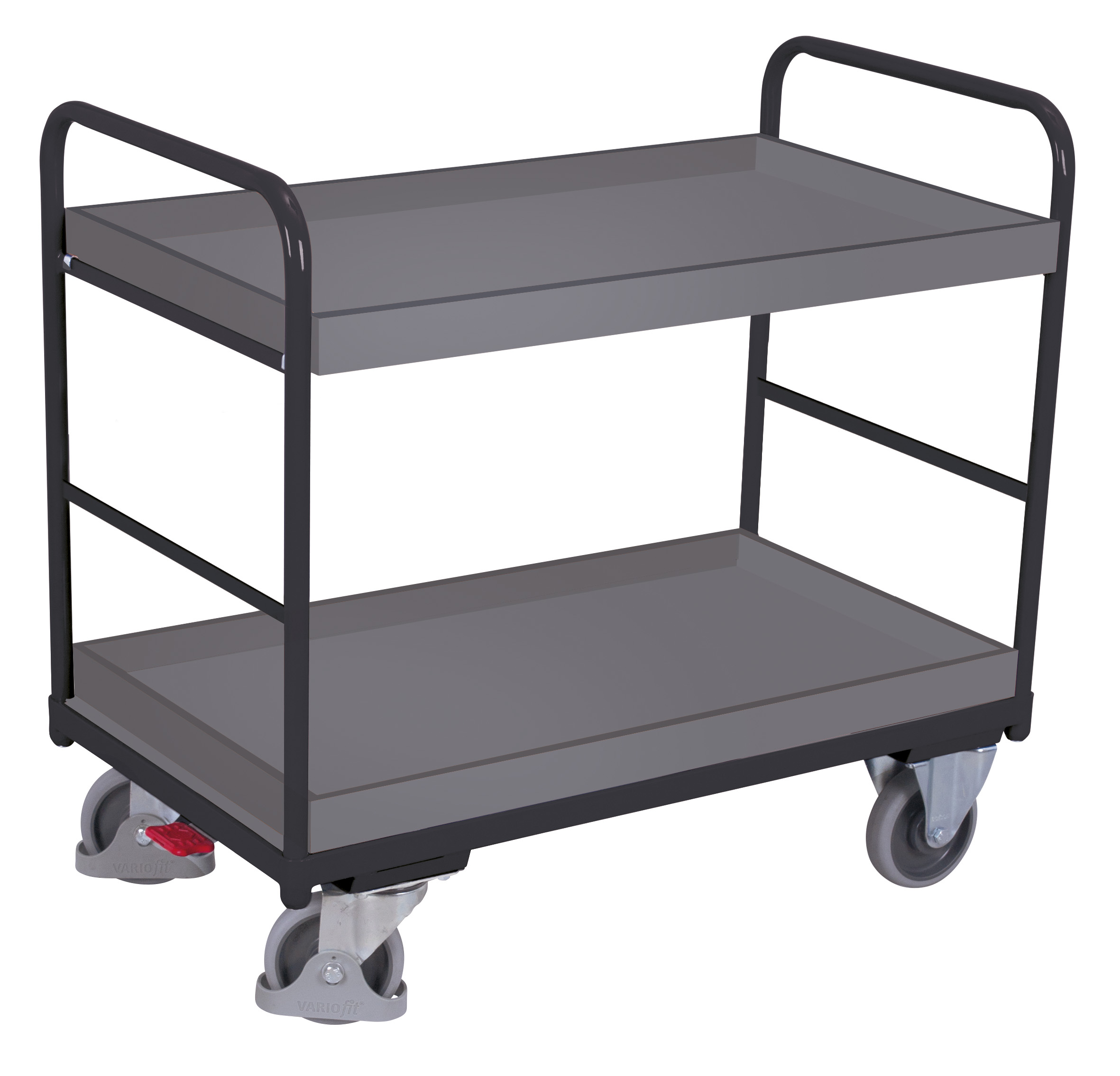 Anpassungsfähiger Etagenwagen niedrig 1060 × 700 mm mit variablen Tabletts, 250 kg Traglast, RAL 7016, ideal für Werkstatt & Betrieb Mobiler Etagenwagen niedrig 1060 × 600 mm mit variablen Tabletts, 250 kg Traglast, RAL 7016, ideal für Werkstatt & Betrieb