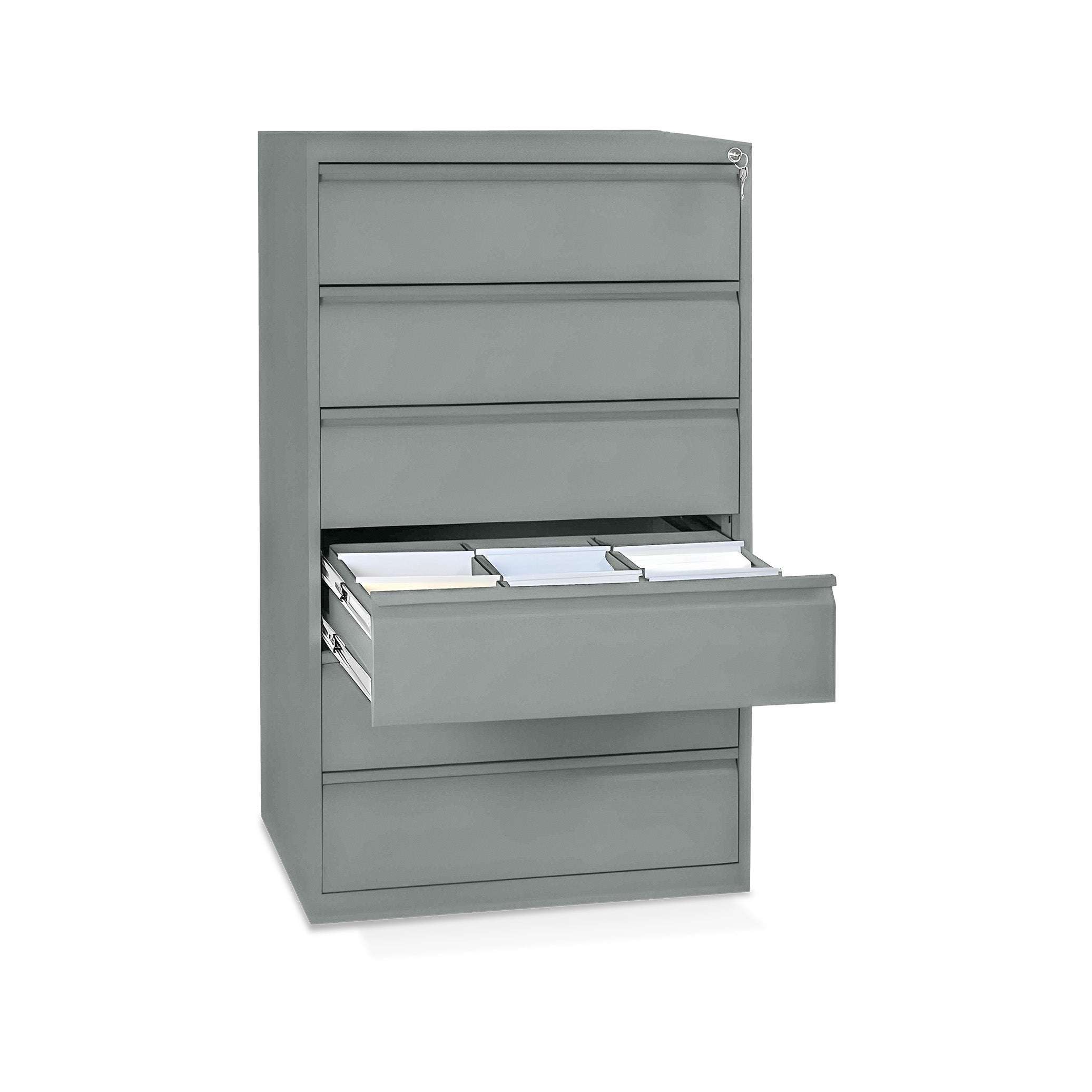 Breiter Karteischrank 802 × 622 × 1321 mm, 3 Bahnen, Farbe Lichtgrau – für DIN A5 Karten