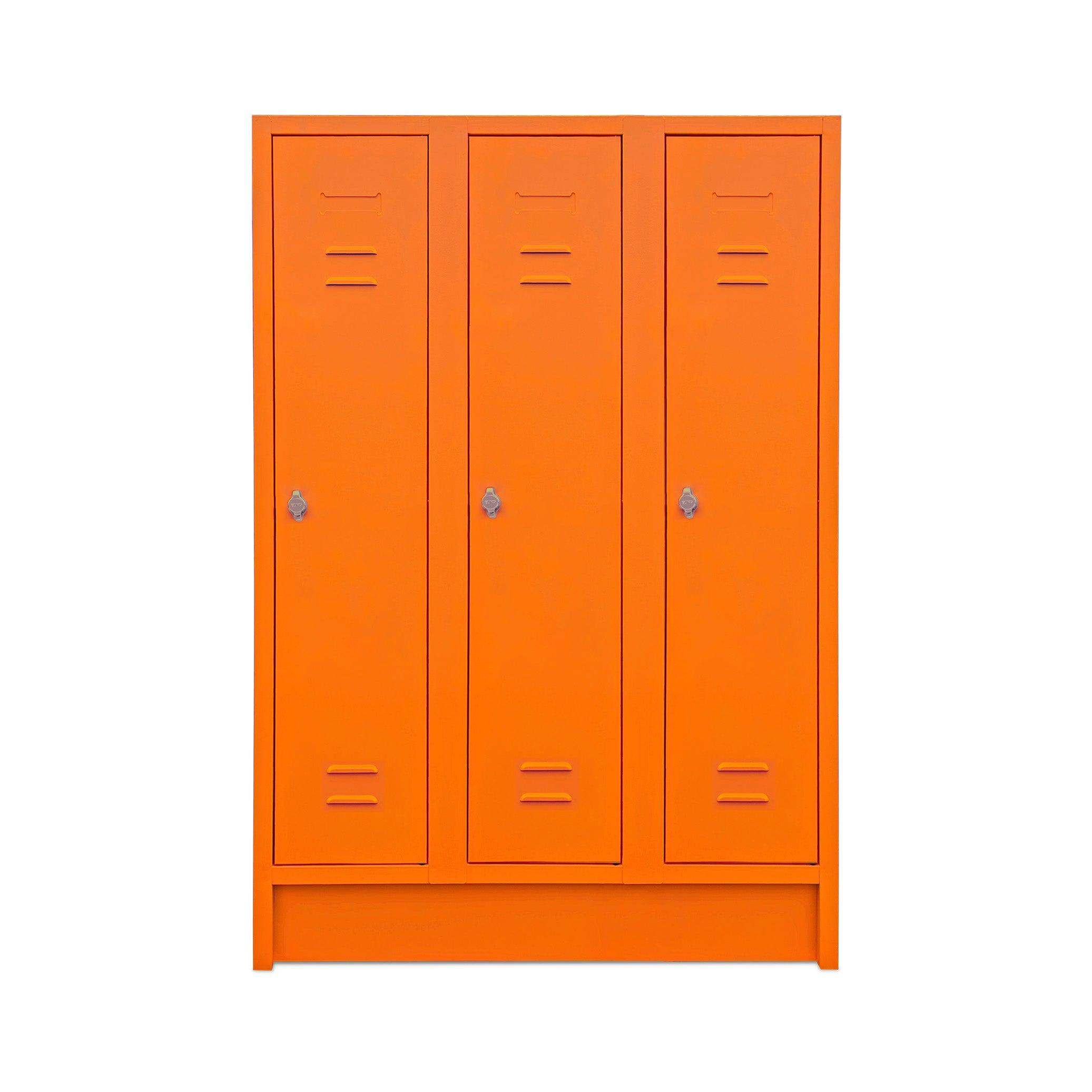 Farbenfr Ordnerhöhener Schulspind mit 3 Abteilen – Höhe 1600 mm – Hellrotorange für Sicherheit & moderne Optik