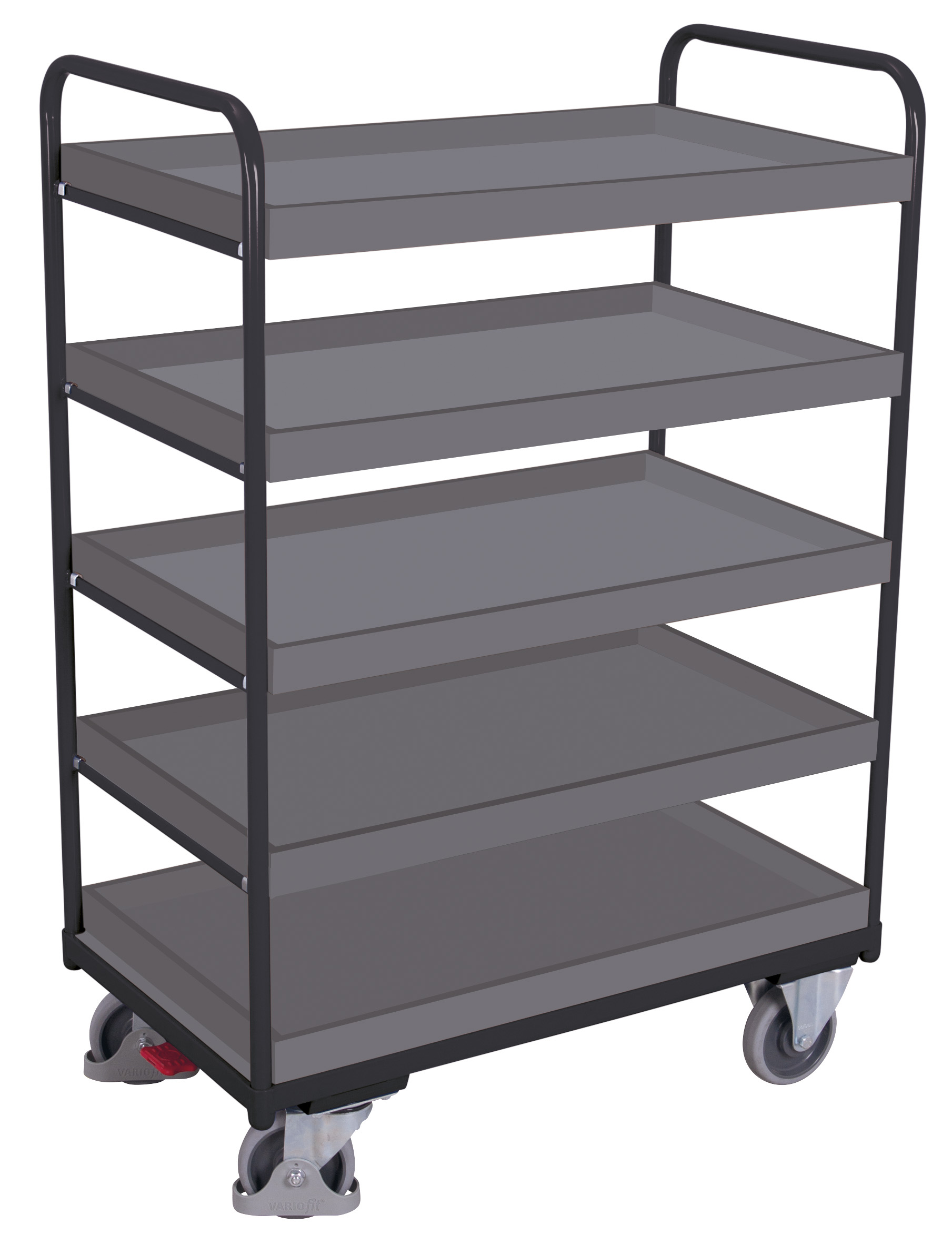 Kompakter Etagenwagen hoch 910 × 500 × 1530 mm mit herausnehmbaren Holz-Tabletts, 250 kg Traglast, RAL 7016, ideal für Lager & Werkstatt Solider Etagenwagen hoch 1260 × 800 × 1530 mm mit herausnehmbaren Holz-Tabletts, 250 kg Traglast, RAL 7016, ideal für Lager & Werkstatt