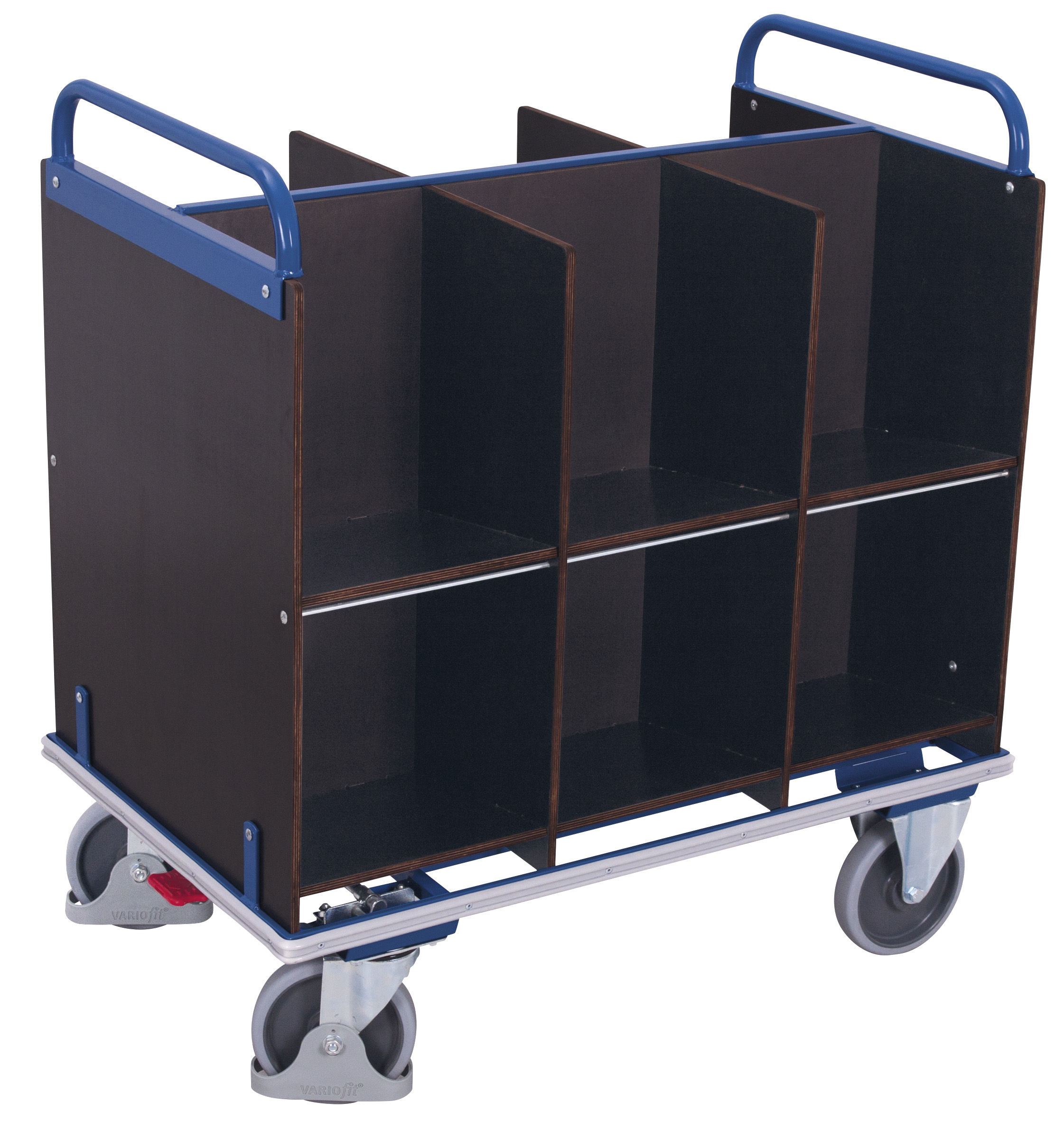 Geräumiger Aktenwagen mit 12 Fächern, 1105 × 700 × 1185 mm, RAL 5010, 400 kg Traglast Geräumiger Aktenwagen mit 12 Fächern, 1105 × 700 × 1185 mm, RAL 5010, 400 kg Traglast