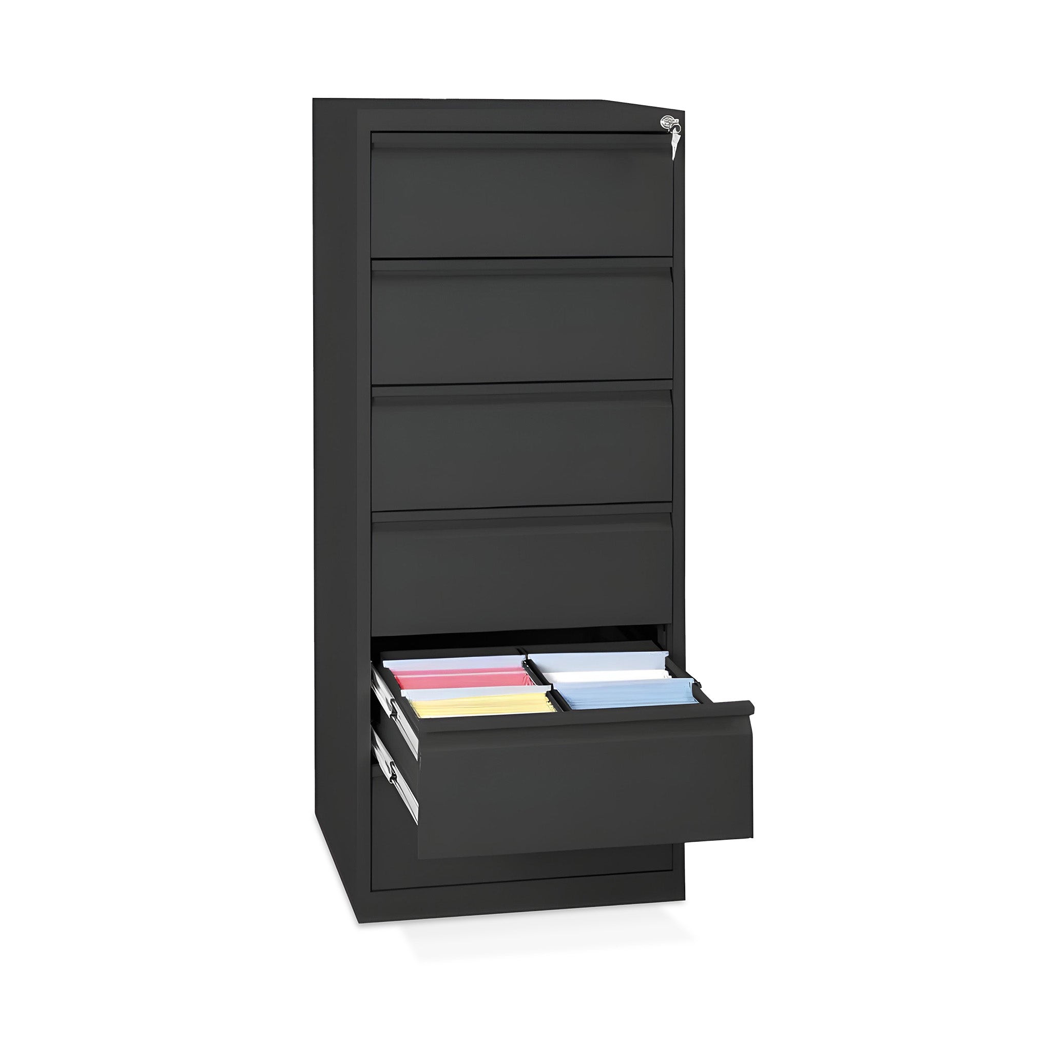 Kompakter Karteischrank 570 × 622 × 1321 mm, 2 Bahnen, Farbe Tiefschwarz – für DIN A5 Karten