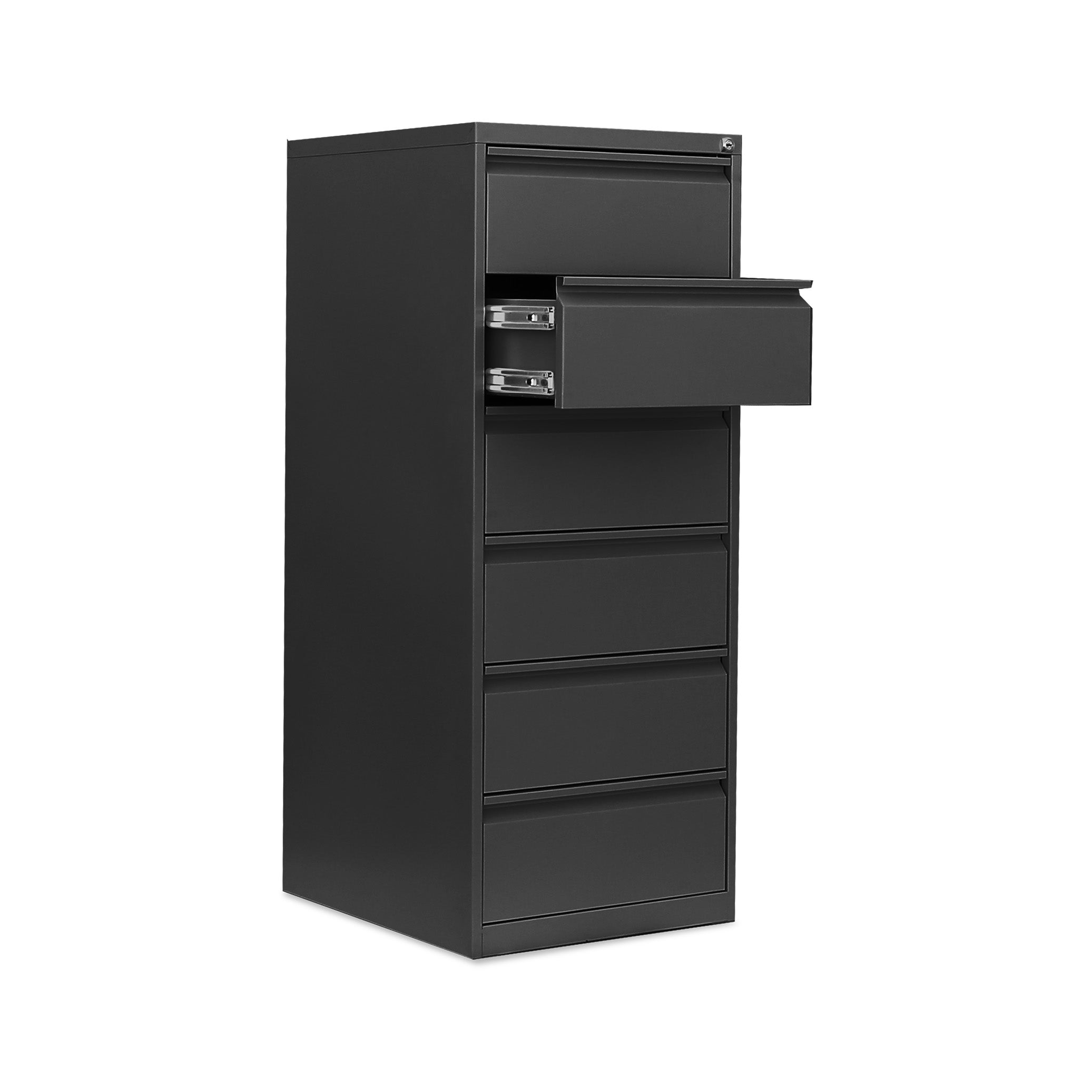 Kompakter Karteischrank 570 × 622 × 1321 mm, 2 Bahnen, Farbe Tiefschwarz – für DIN A5 Karten