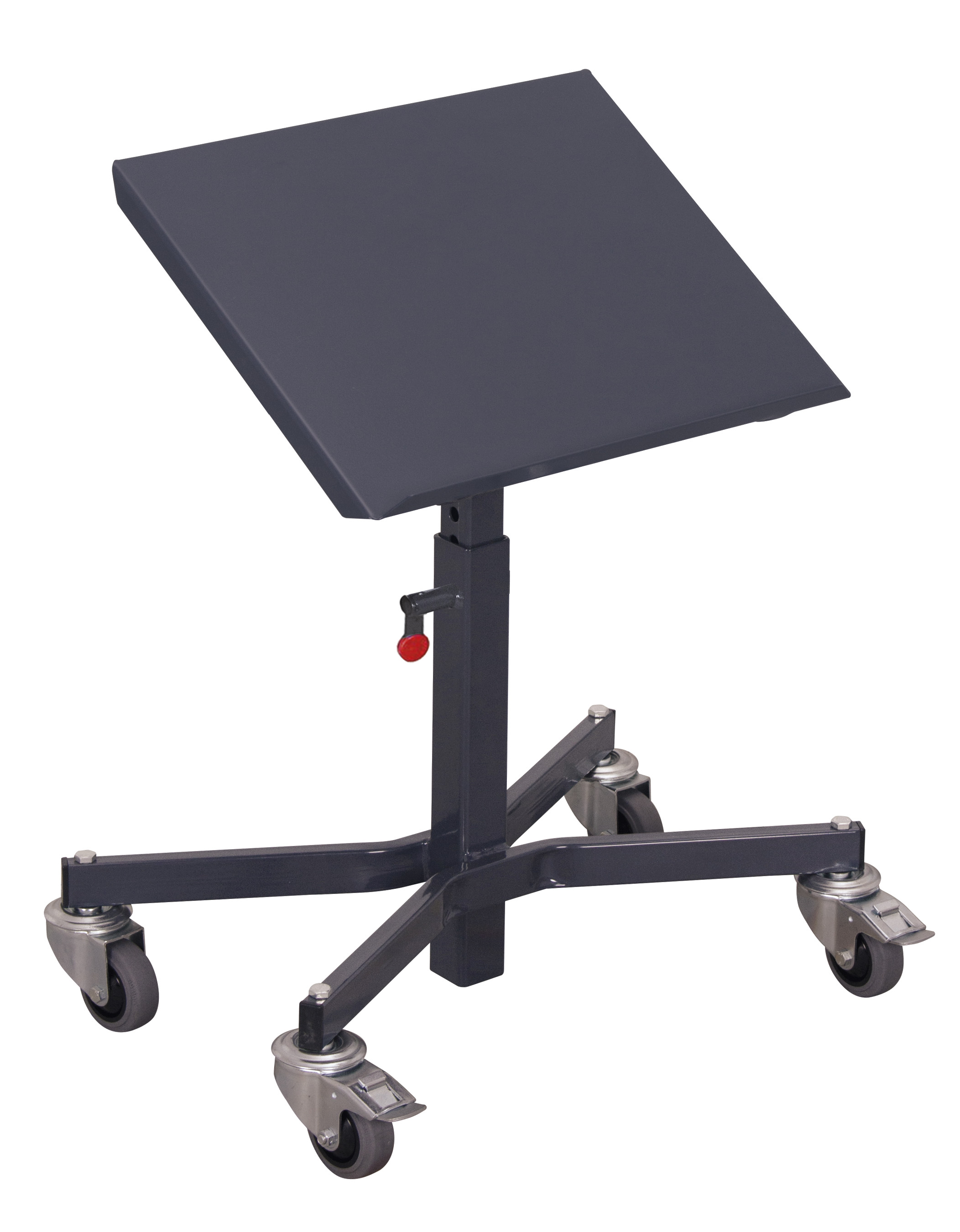 Einseitig neigbarer ESD Materialständer 600 × 410 mm, höhenverstellbar 500 - 755, für Kisten 600 × 400 mm, RAL 7024, ideal für ESD-Arbeitsplätze Einseitig neigbarer ESD Materialständer 600 × 410 mm, höhenverstellbar 500 - 755, für Kisten 600 × 400 mm, RAL 7024, ideal für ESD-Arbeitsplätze