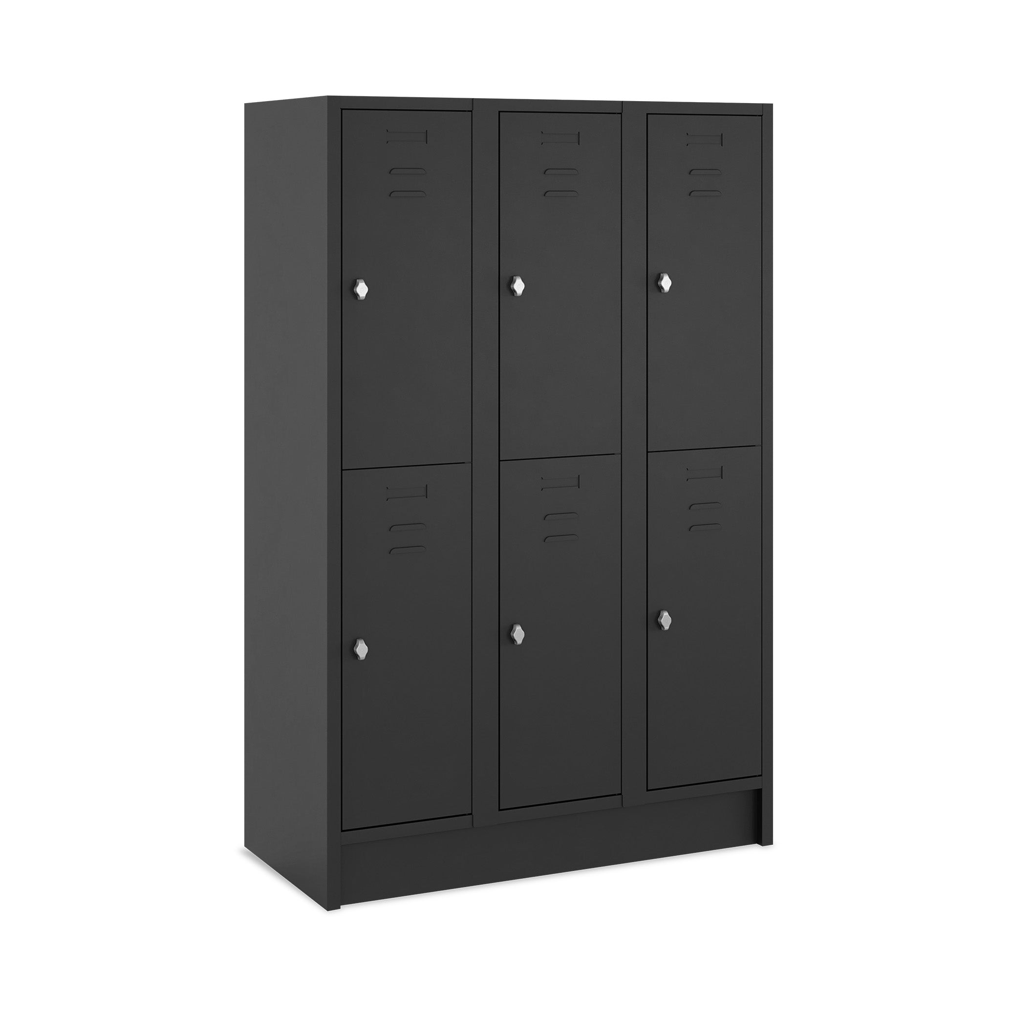 Fächerschrank 3 Abteile, 6 Fächer, 400 mm breit, Tiefschwarz | Platzsparende Aufbewahrung, robuste Stahlkonstruktion, modernes Design
