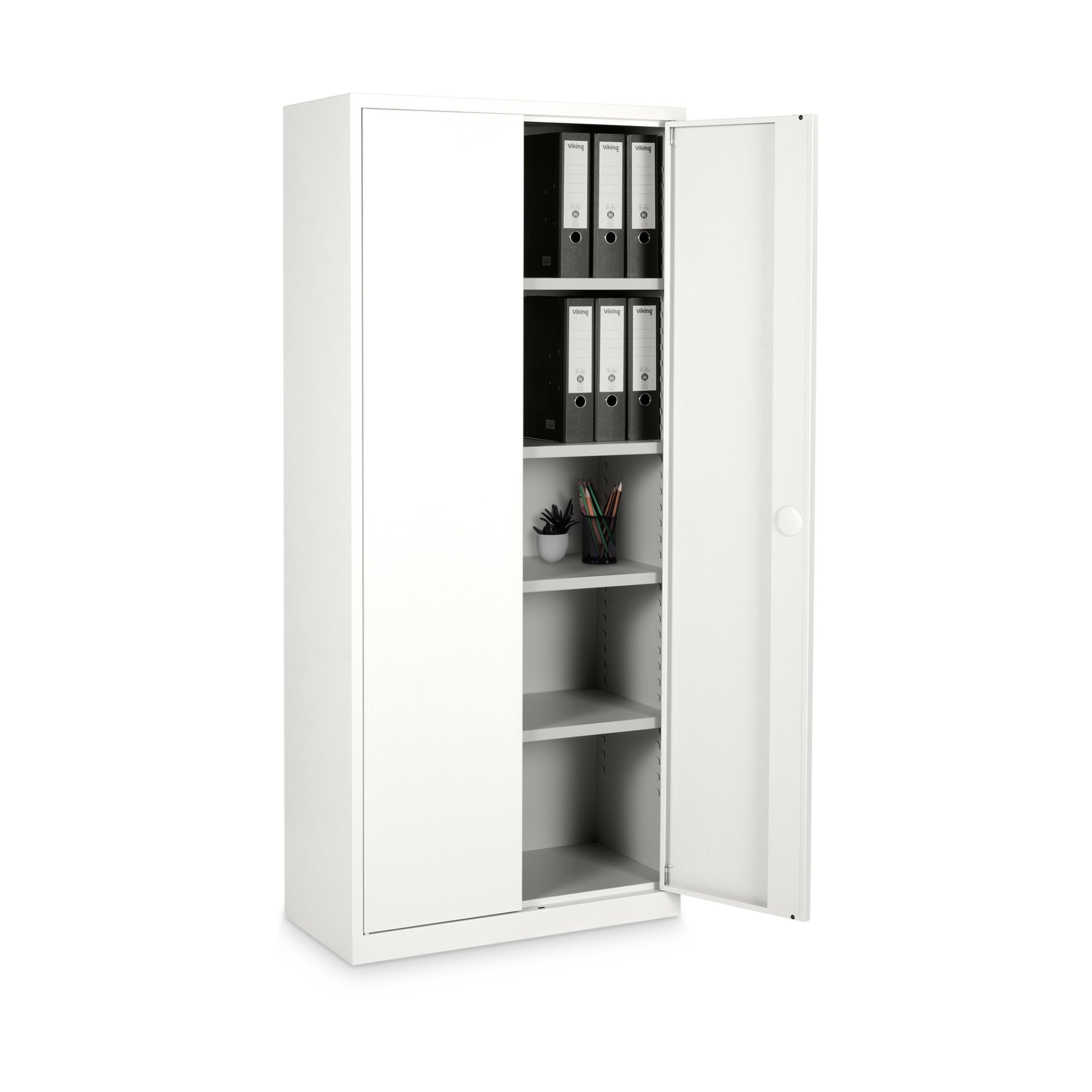 Stahl-Aktenschrank 800 × 380 × 1800 mm (4,5 Ordnerhöhen), Reinweiß – robuster Stahlschrank für sichere Aktenaufbewahrung