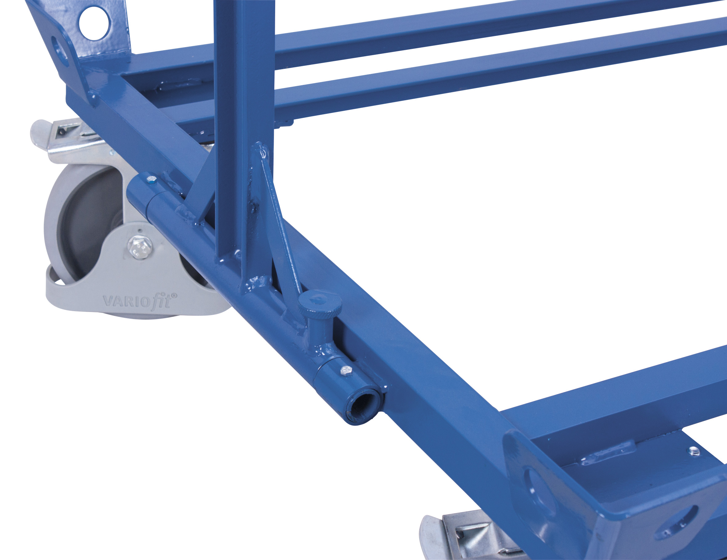 Praktische Deichsel und Kupplung für Fahrgestelle 680 mm, RAL 5010, universell einsetzbar