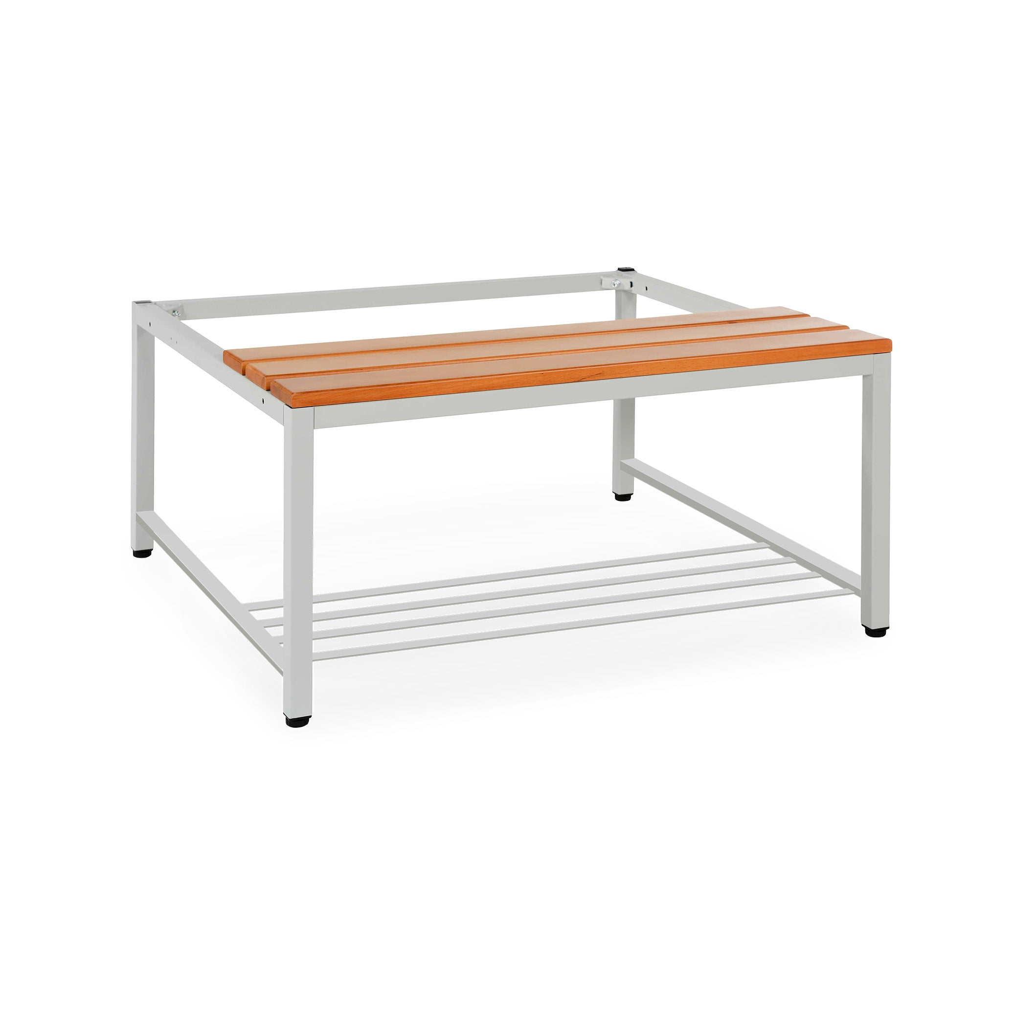 Design-Untergestell für Spinde 1185 mm breit mit Schuhrost aus Stahl/Buche