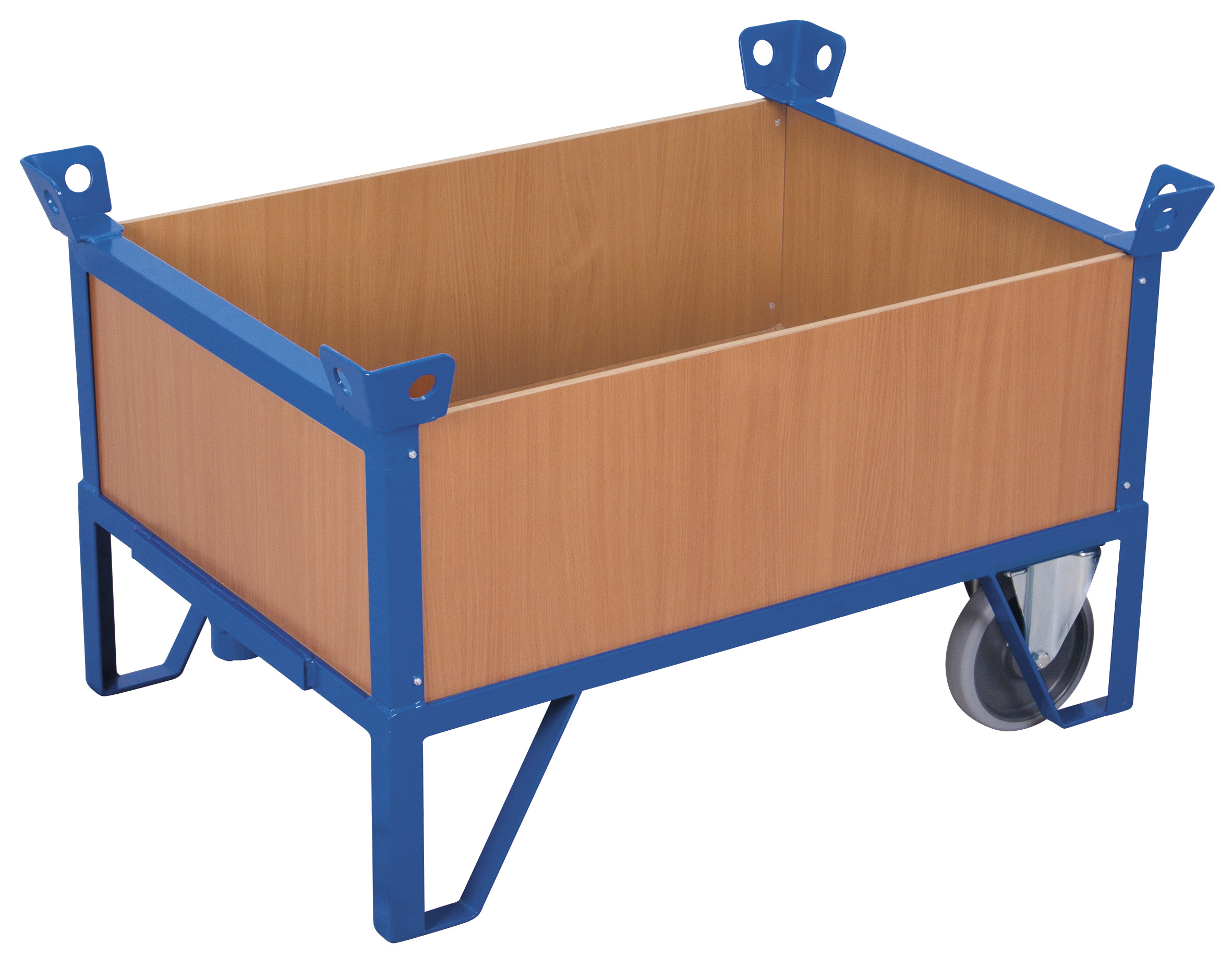 Kompakte Rollplatte mit 4 Wänden 1090 × 780 × 660 mm, 500 kg Traglast, RAL 5010 Kompakte Rollplatte mit 4 Wänden 1290 × 880 × 660 mm, 500 kg Traglast, RAL 5010